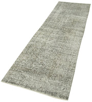 Vintage Wool Area Rug – Handmade Cotton Rug Overdyed Grey Carpet 2'8''x9'9''