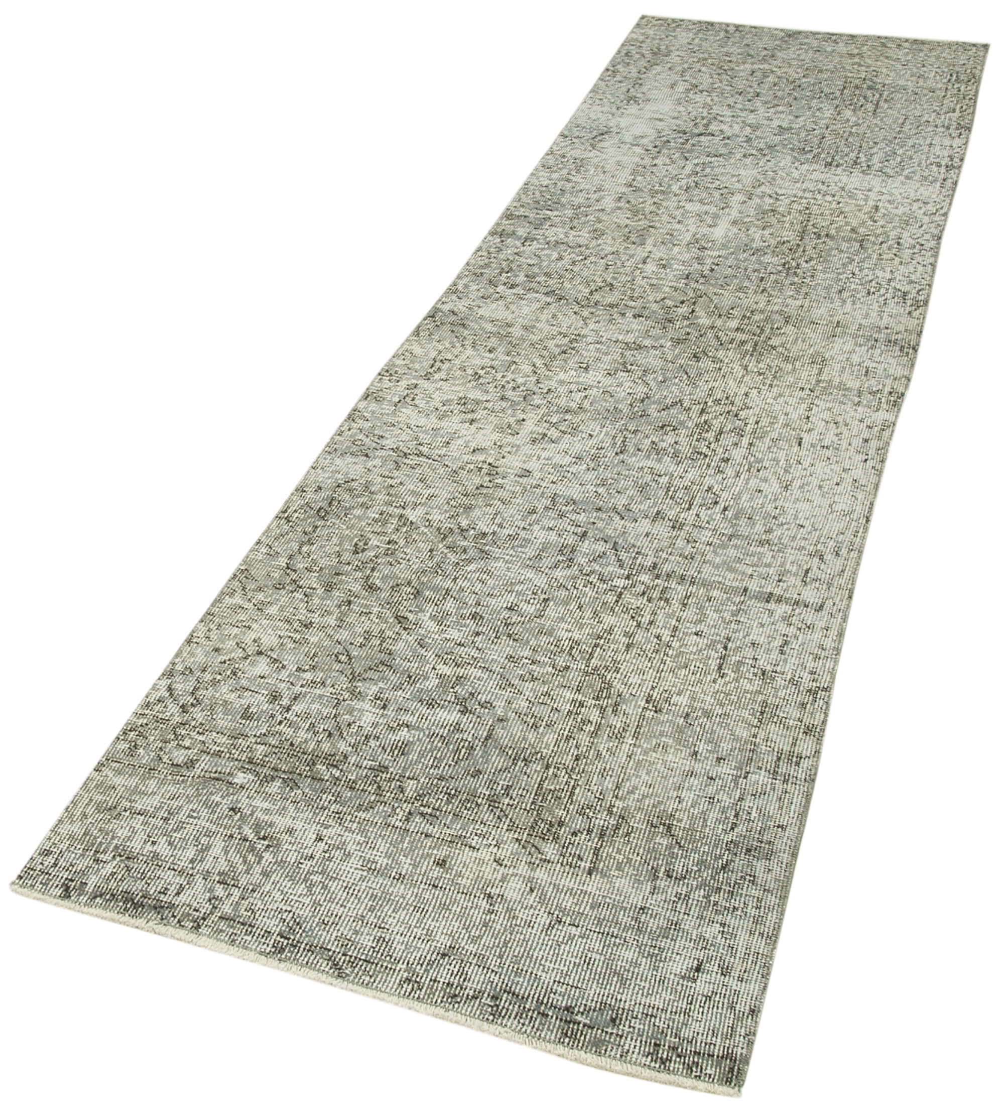 Vintage Wool Area Rug – Handmade Cotton Rug Overdyed Grey Carpet 2'8''x9'9''