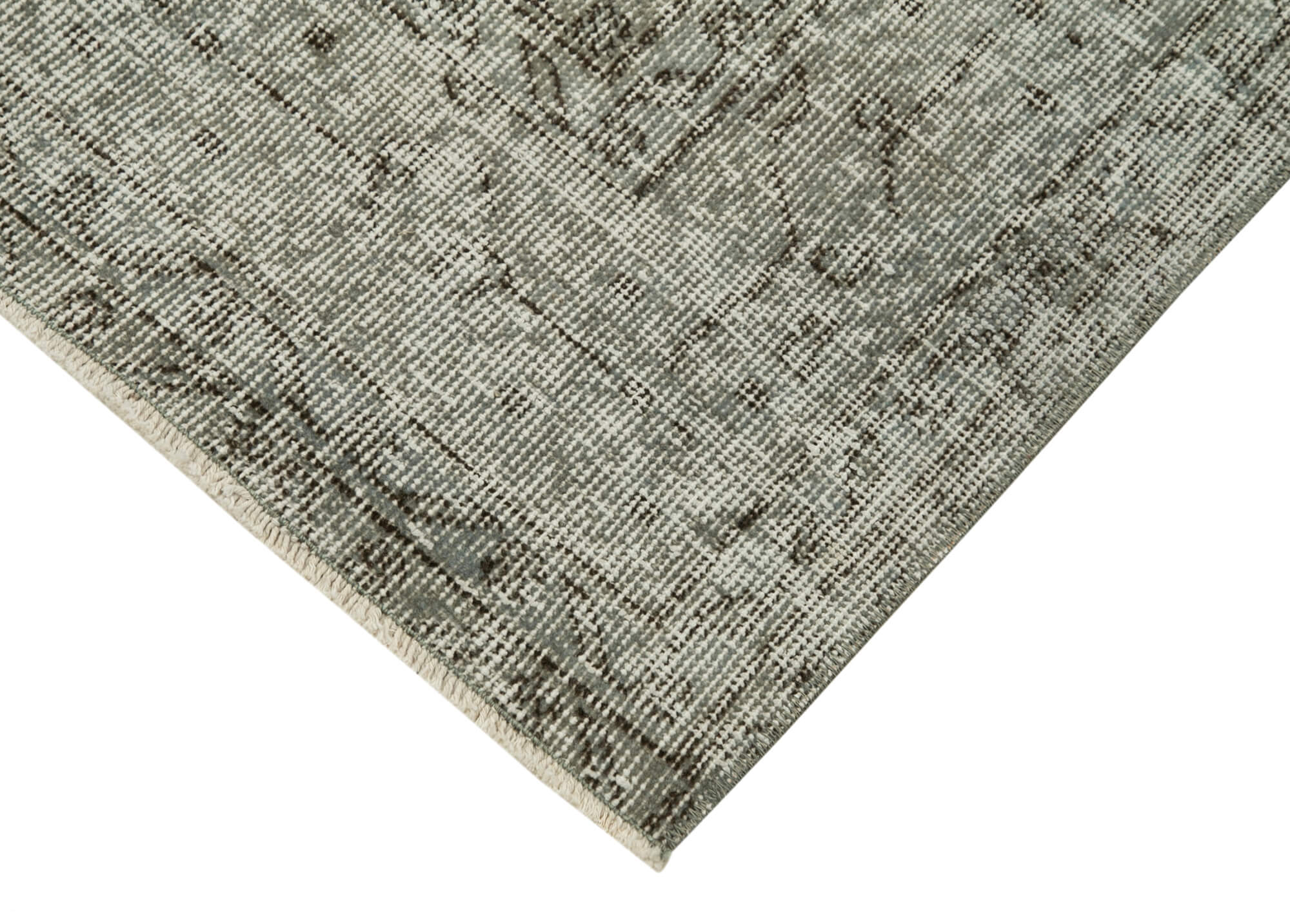 Vintage Wool Area Rug – Handmade Cotton Rug Overdyed Grey Carpet 2'8''x9'9''