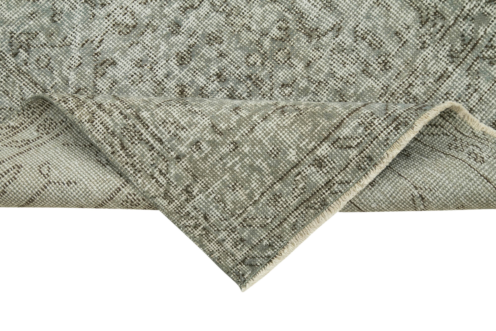Vintage Wool Area Rug – Handmade Cotton Rug Overdyed Grey Carpet 2'8''x9'9''
