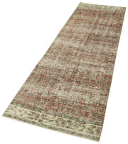 Vintage Area Rug – Handmade Wool Rug Overdyed Beige Cotton Wool Carpet 2'7''x9'3''
