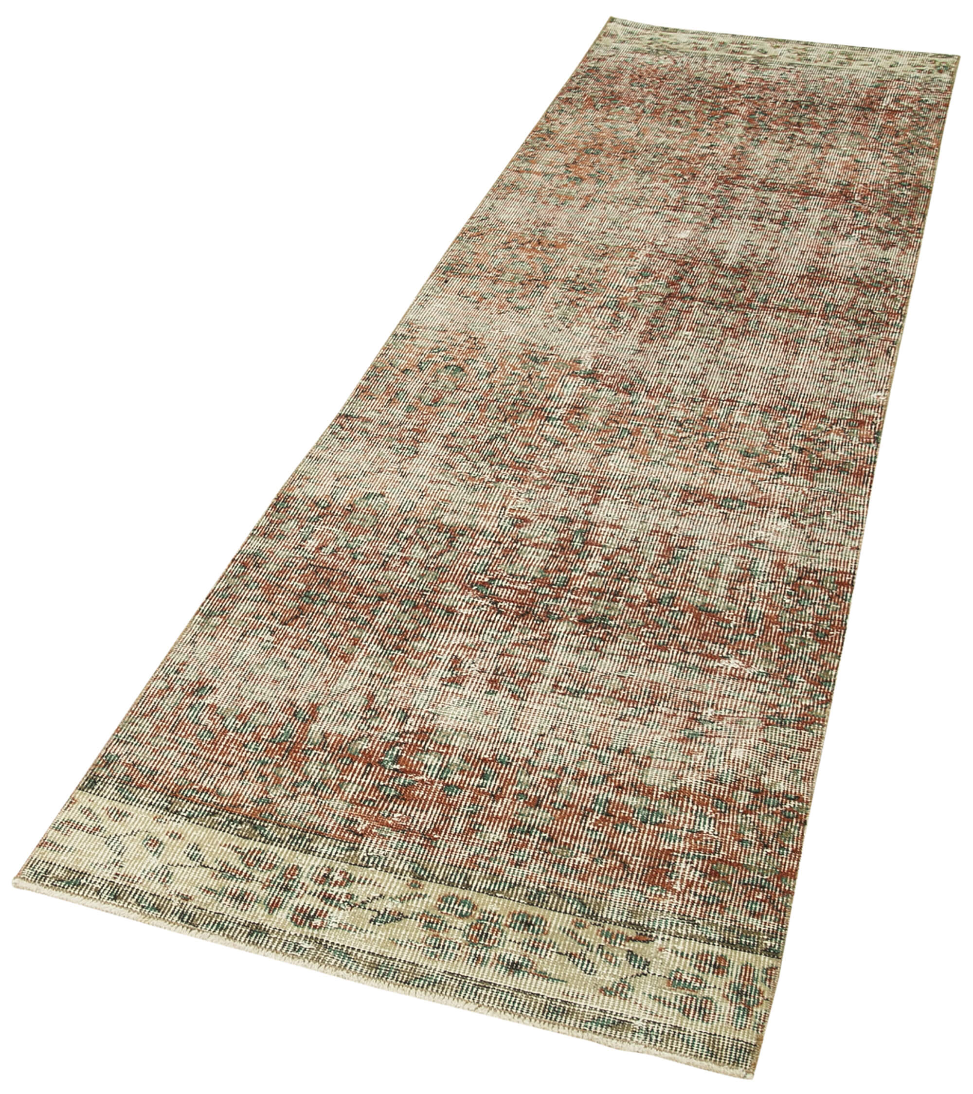 Vintage Area Rug – Handmade Wool Rug Overdyed Beige Cotton Wool Carpet 2'7''x9'3''