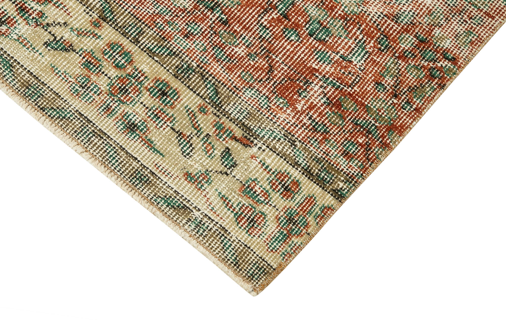 Vintage Area Rug – Handmade Wool Rug Overdyed Beige Cotton Wool Carpet 2'7''x9'3''