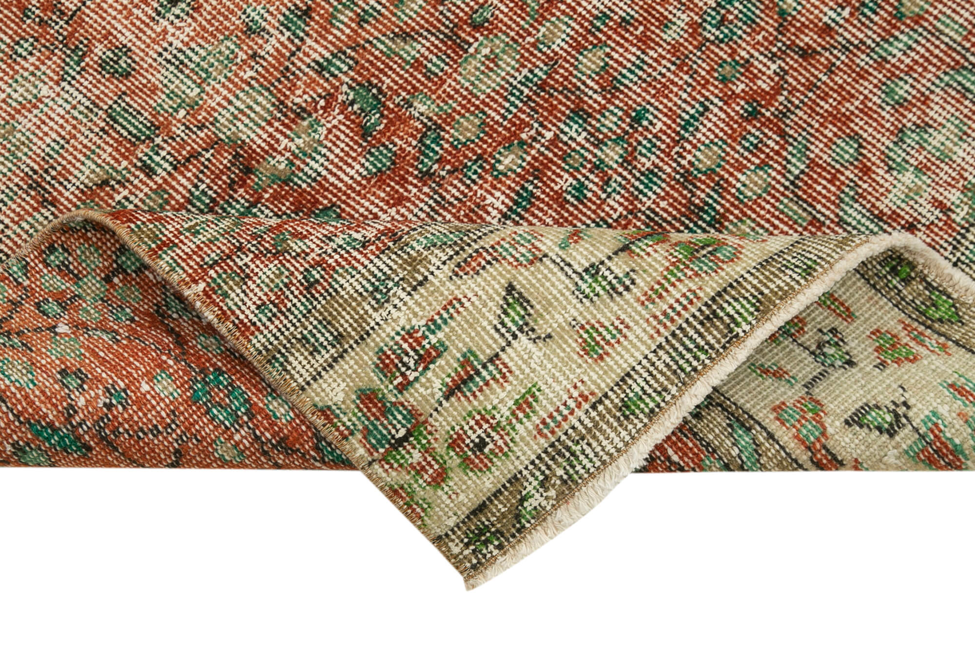 Vintage Area Rug – Handmade Wool Rug Overdyed Beige Cotton Wool Carpet 2'7''x9'3''