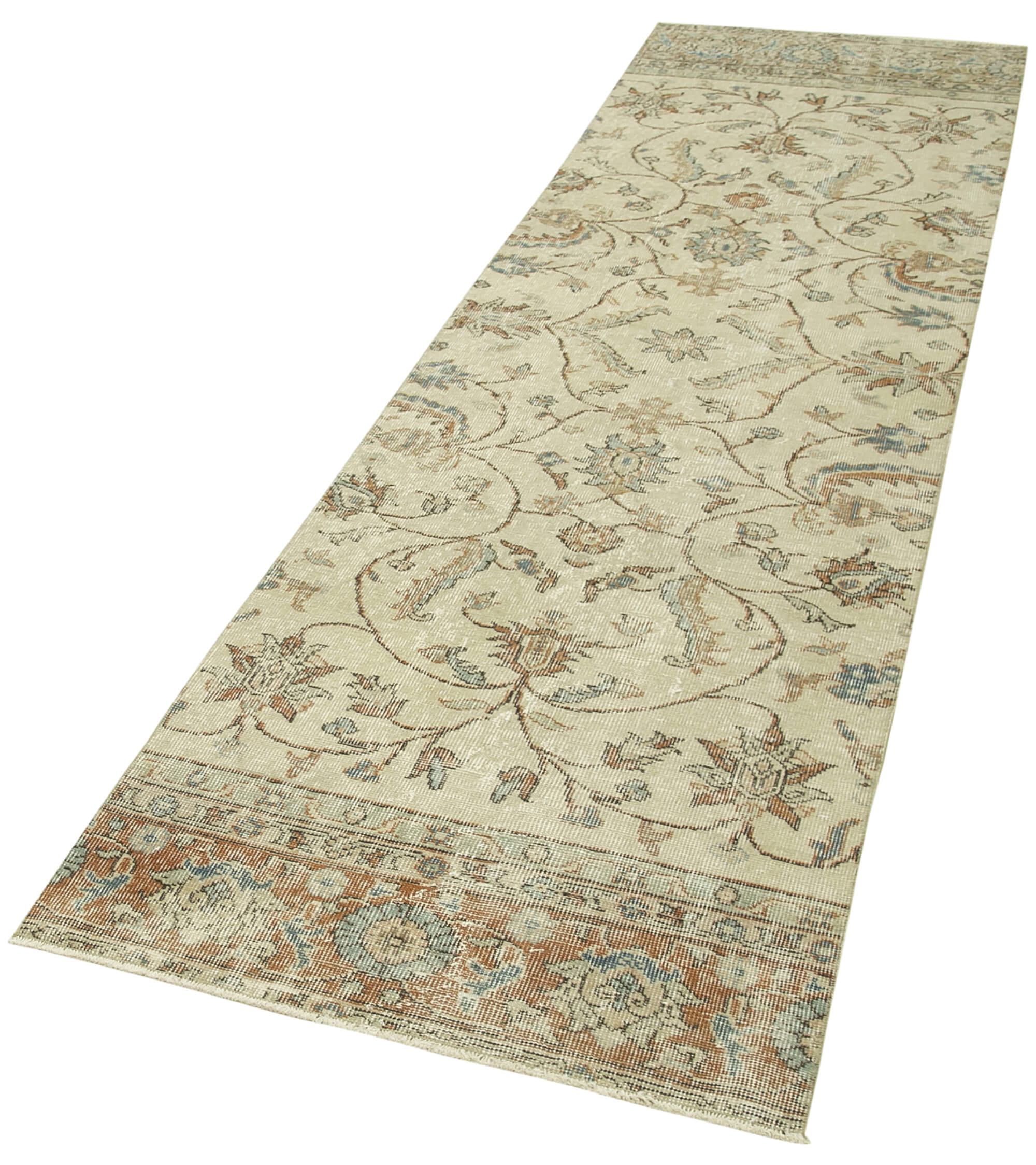 Handmade Vintage Area Rug – Overdyed Vintage Rug Cotton Wool Carpet 2'8''x9'7''
