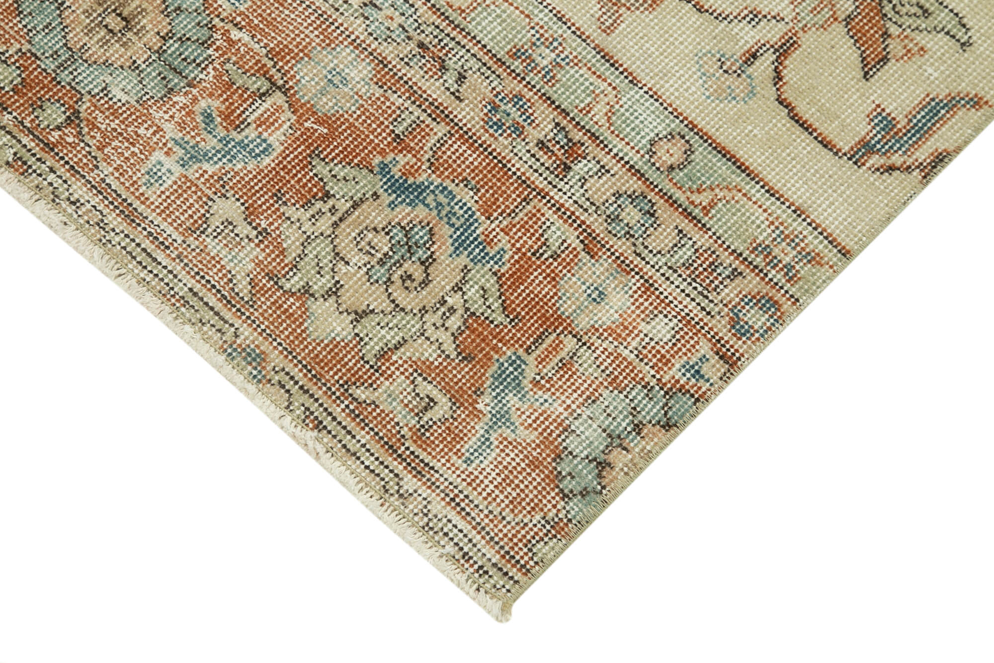 Handmade Vintage Area Rug – Overdyed Vintage Rug Cotton Wool Carpet 2'8''x9'7''