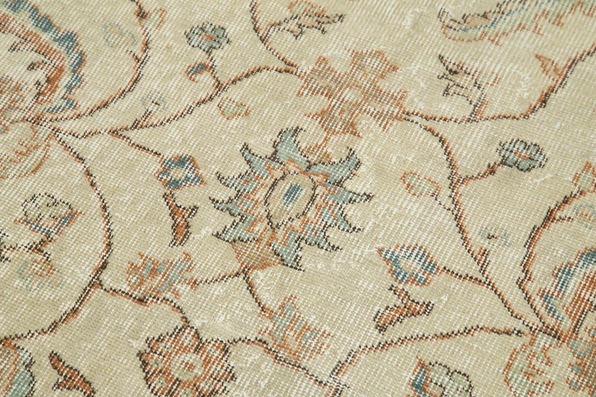 Handmade Vintage Area Rug – Overdyed Vintage Rug Cotton Wool Carpet 2'8''x9'7''