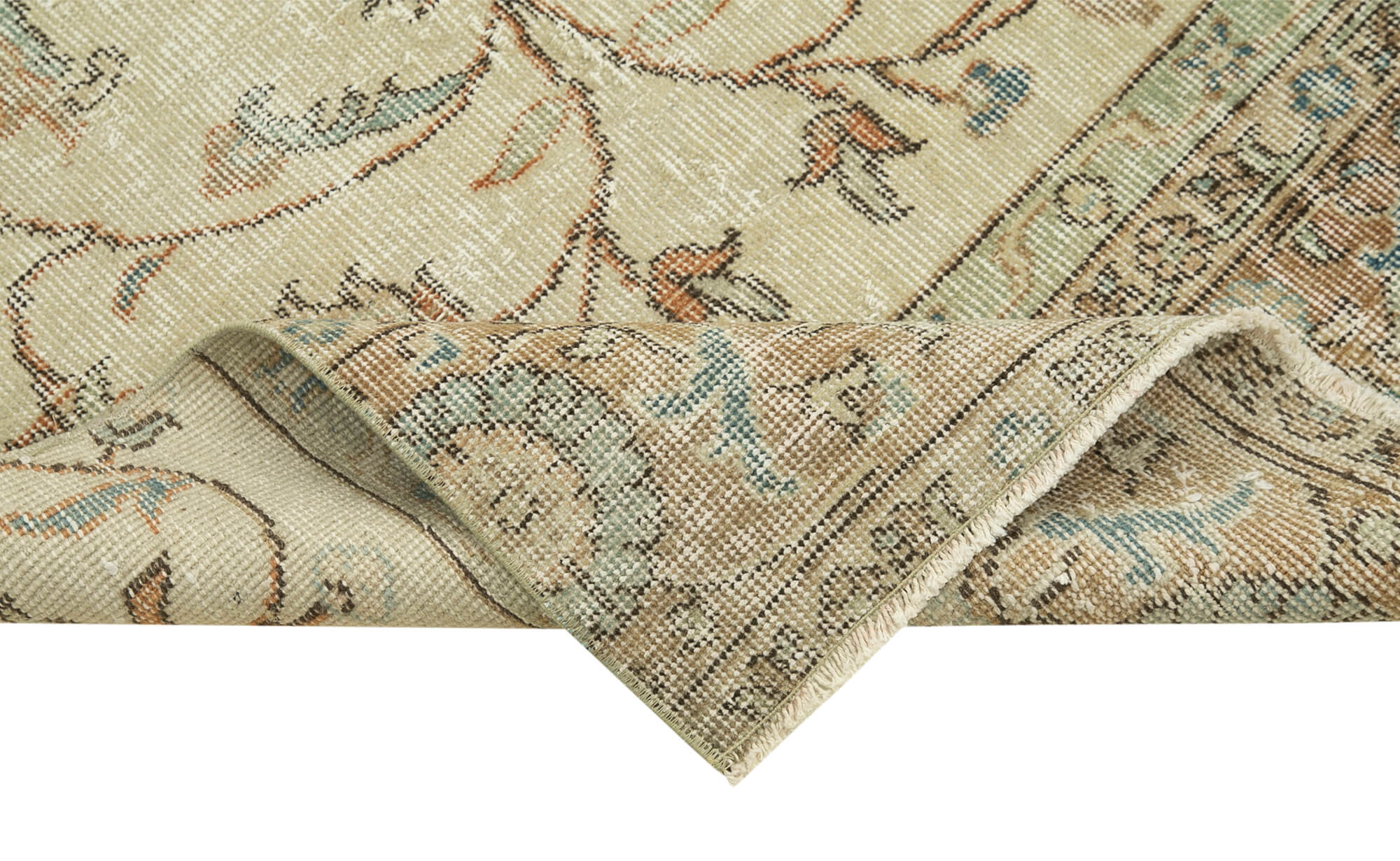 Handmade Vintage Area Rug – Overdyed Vintage Rug Cotton Wool Carpet 2'8''x9'7''