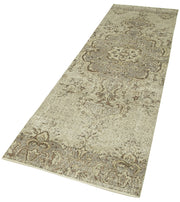 Vintage Area Rug – Handmade Wool Rug Overdyed Beige Cotton Wool Carpet 2'9''x10'