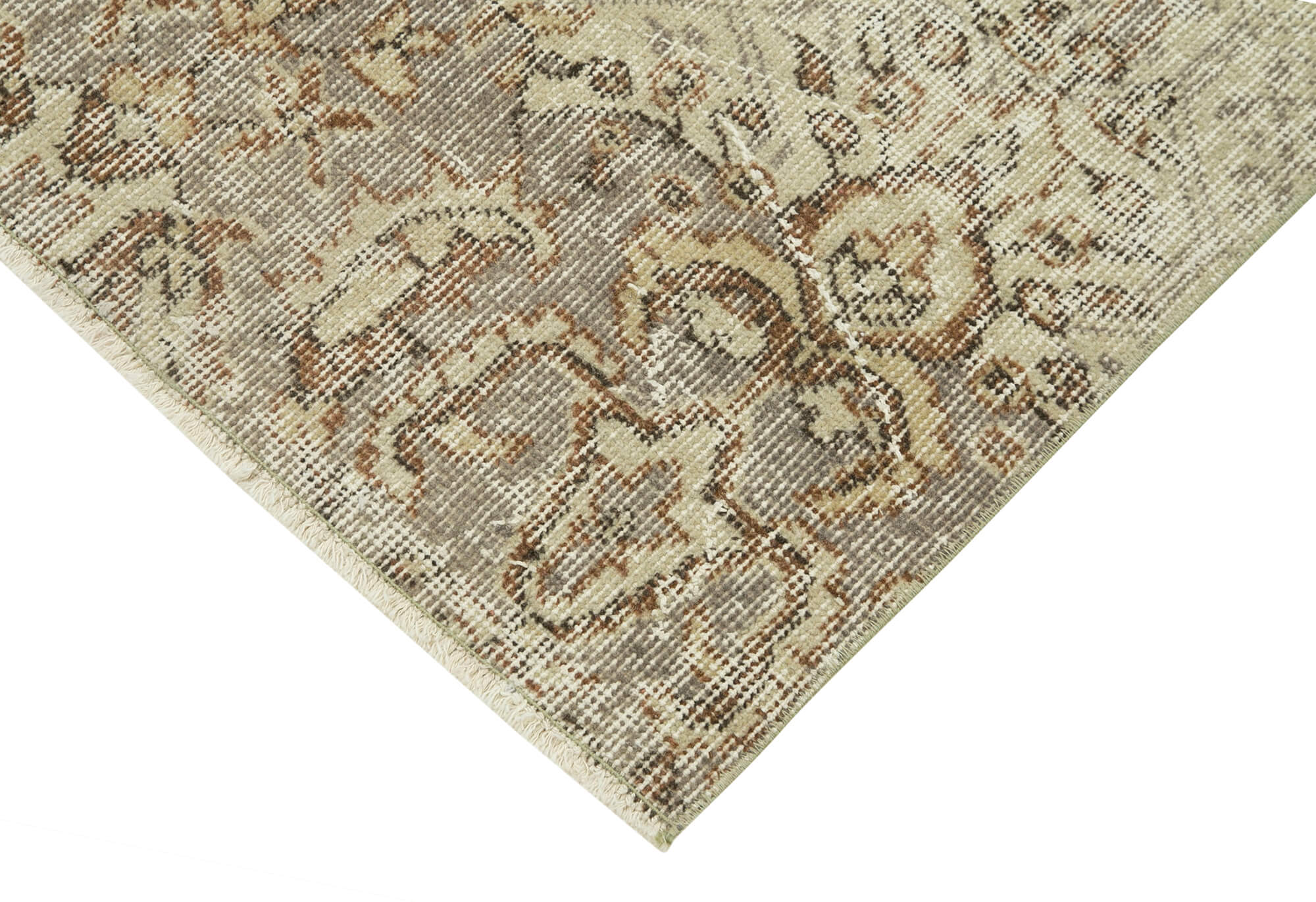 Vintage Area Rug – Handmade Wool Rug Overdyed Beige Cotton Wool Carpet 2'9''x10'