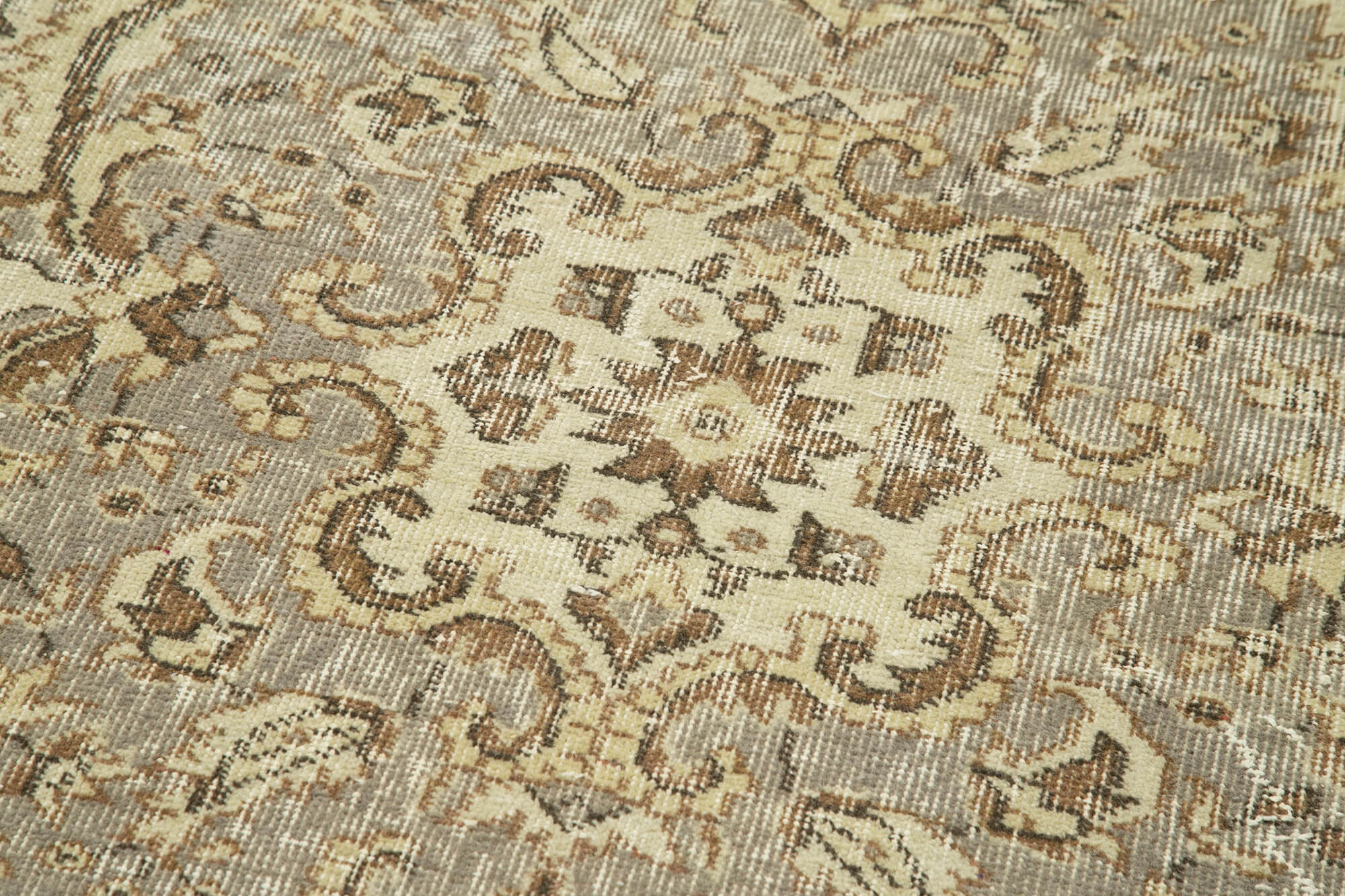 Vintage Area Rug – Handmade Wool Rug Overdyed Beige Cotton Wool Carpet 2'9''x10'