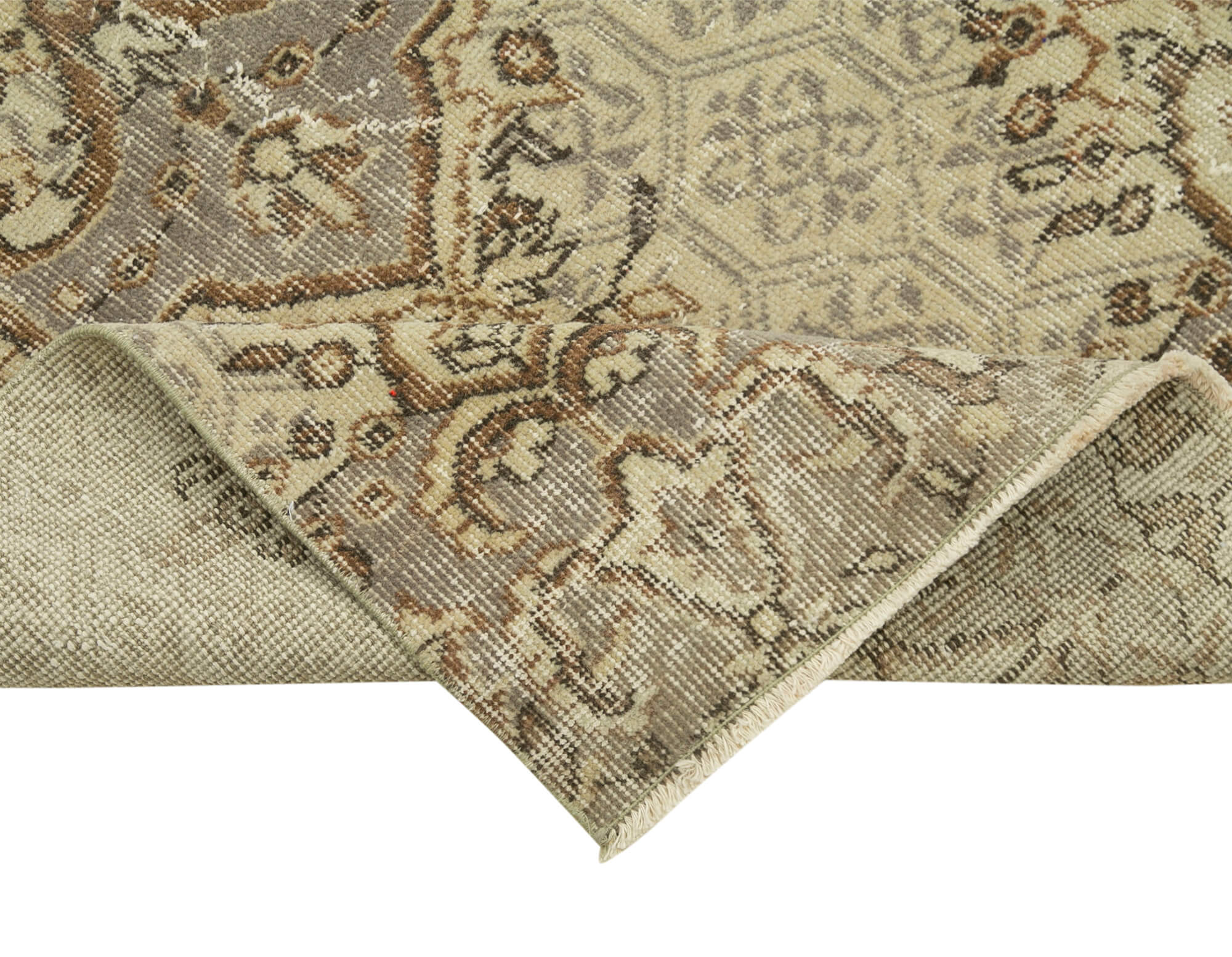 Vintage Area Rug – Handmade Wool Rug Overdyed Beige Cotton Wool Carpet 2'9''x10'