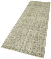 Vintage Area Rug – Hand Woven Overdyed Wool Rug 2'11''x9'9'' in Natural Beige