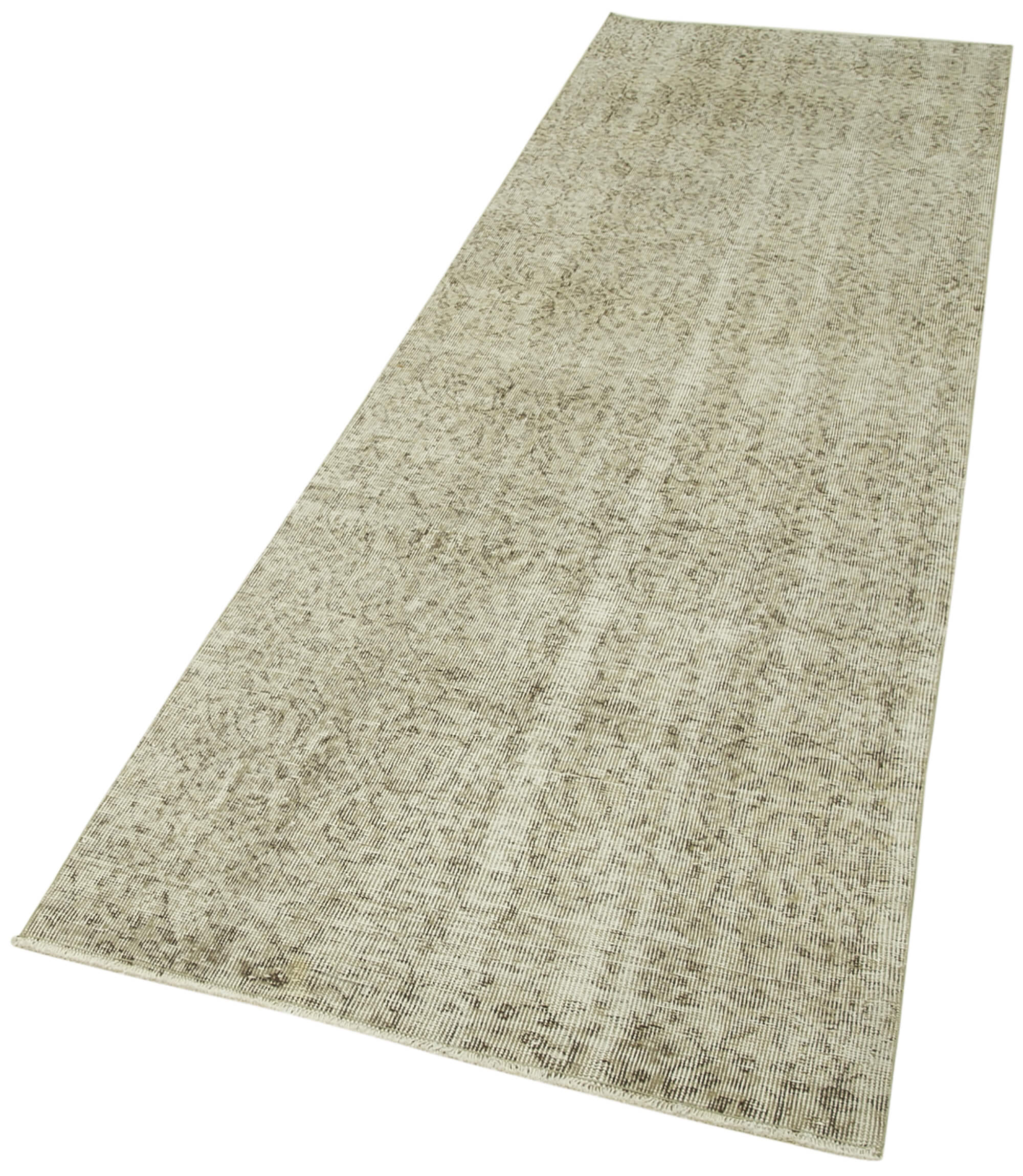Vintage Area Rug – Hand Woven Overdyed Wool Rug 2'11''x9'9'' in Natural Beige