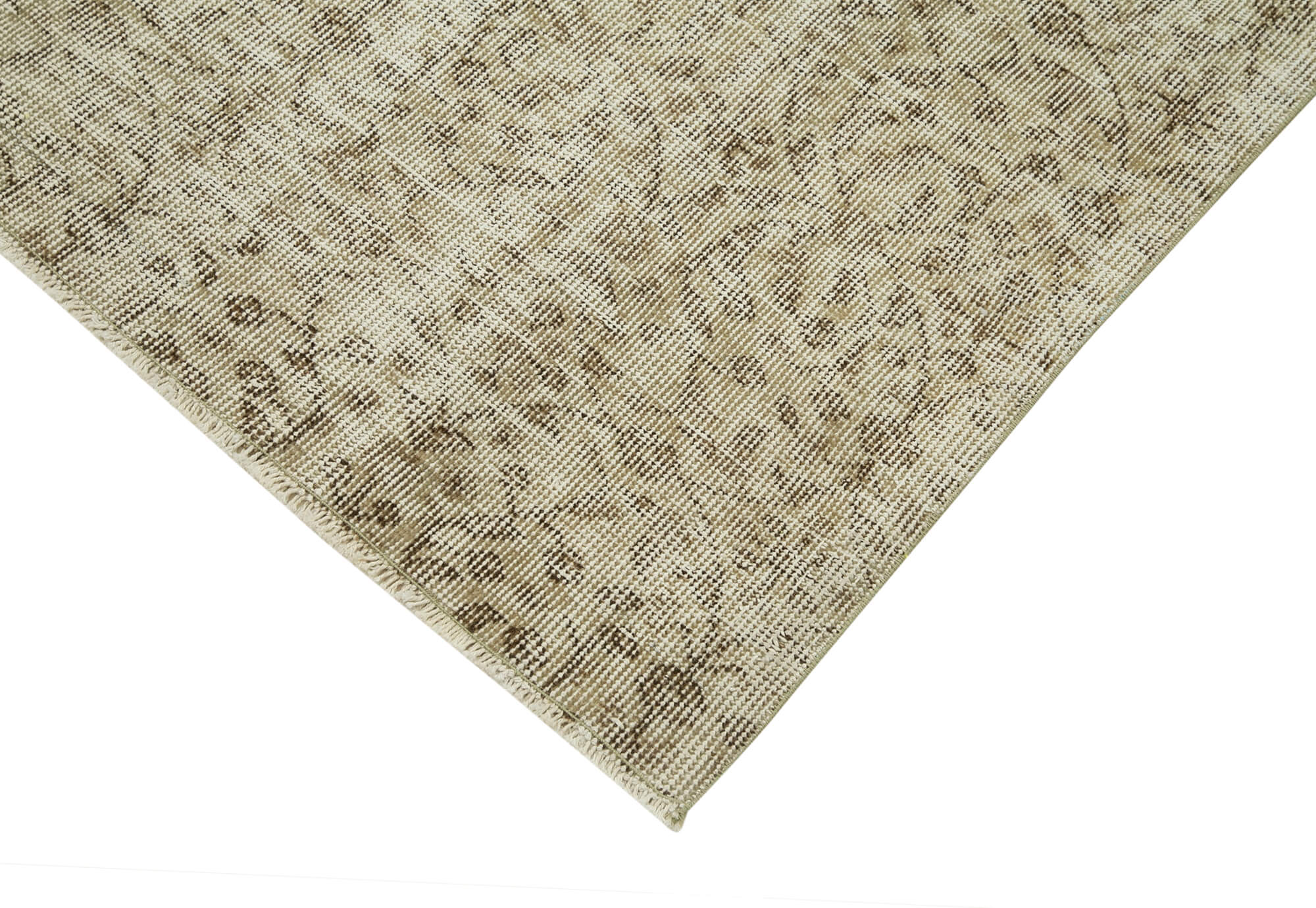 Vintage Area Rug – Hand Woven Overdyed Wool Rug 2'11''x9'9'' in Natural Beige