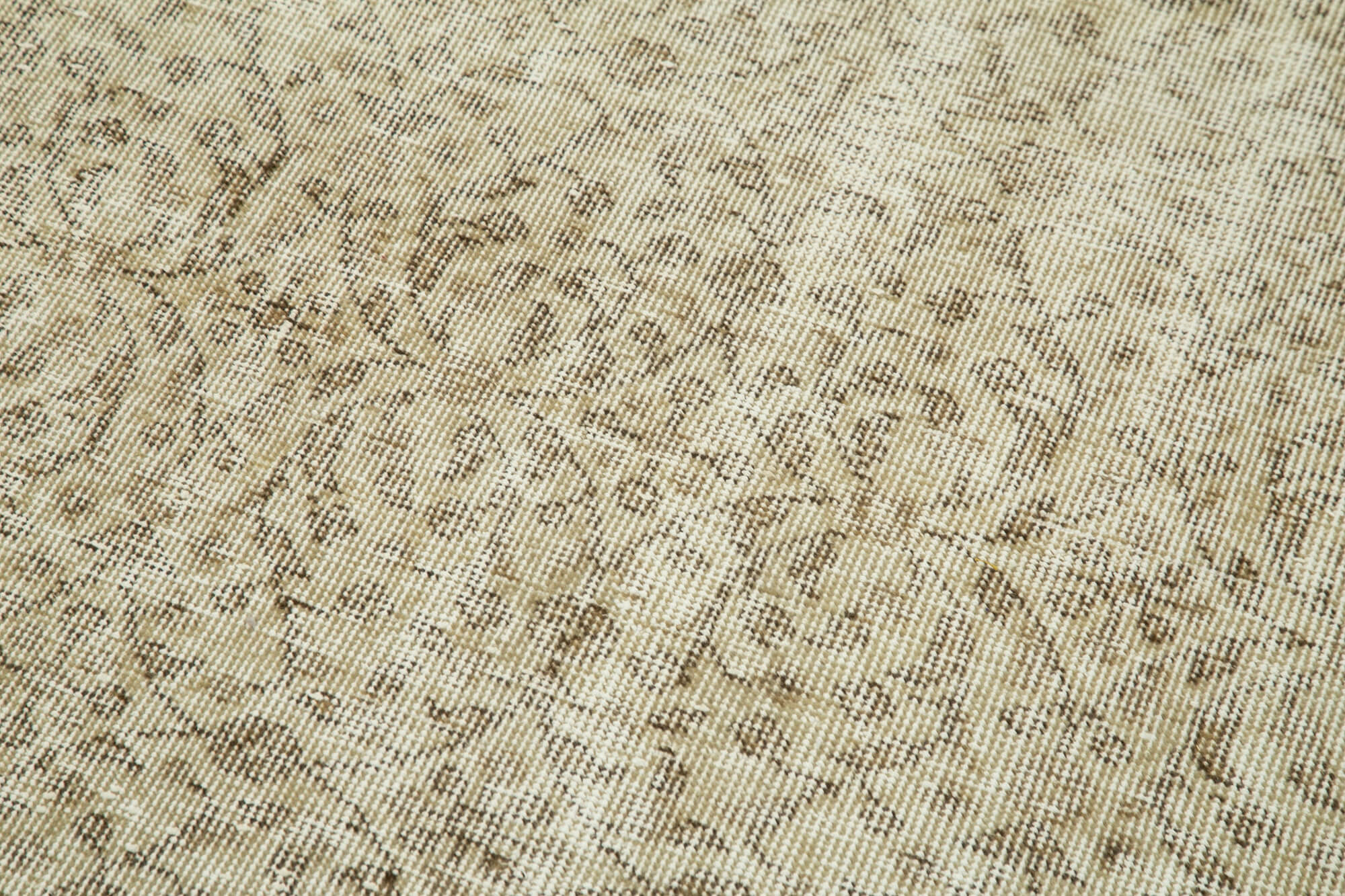 Vintage Area Rug – Hand Woven Overdyed Wool Rug 2'11''x9'9'' in Natural Beige