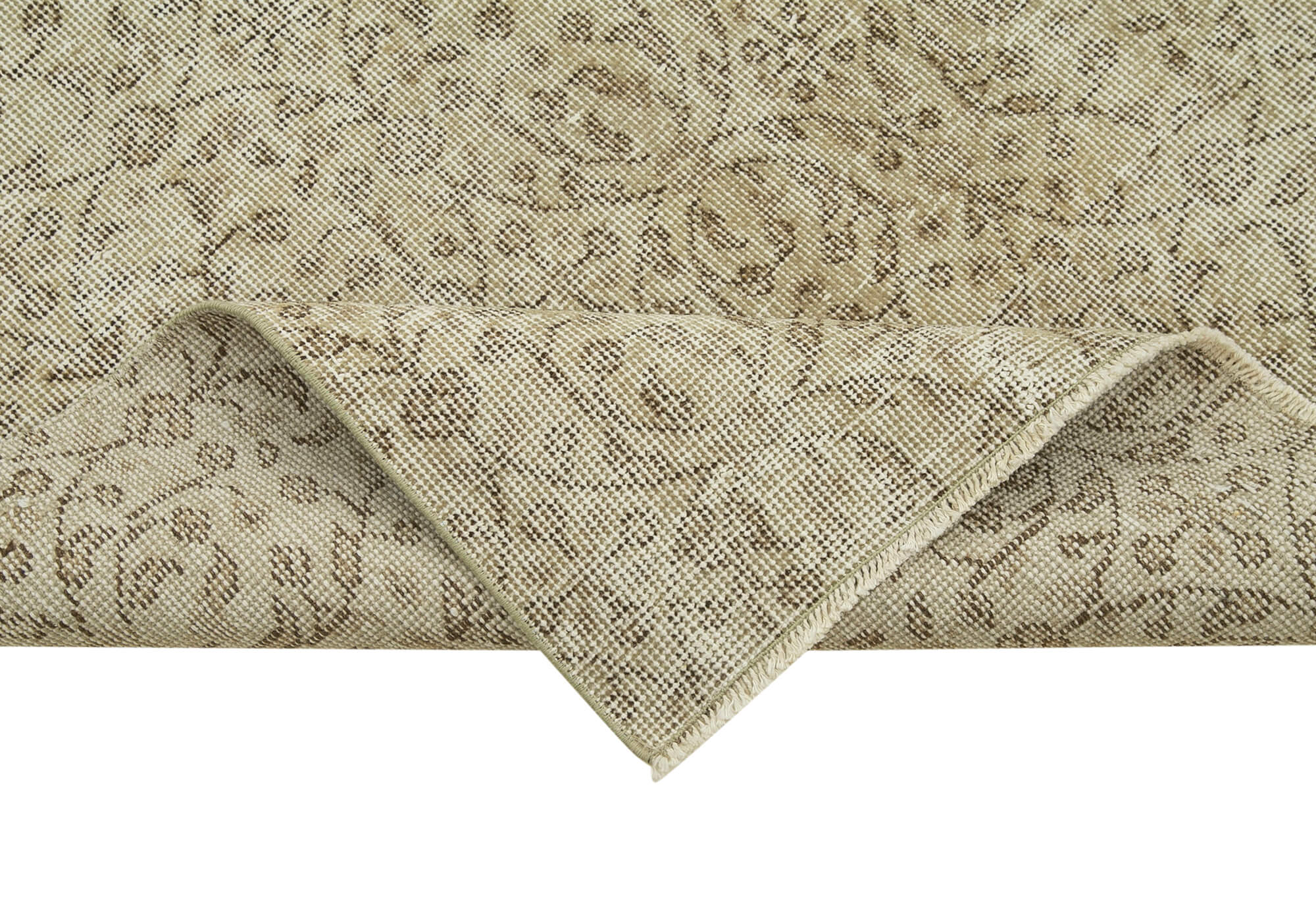 Vintage Area Rug – Hand Woven Overdyed Wool Rug 2'11''x9'9'' in Natural Beige