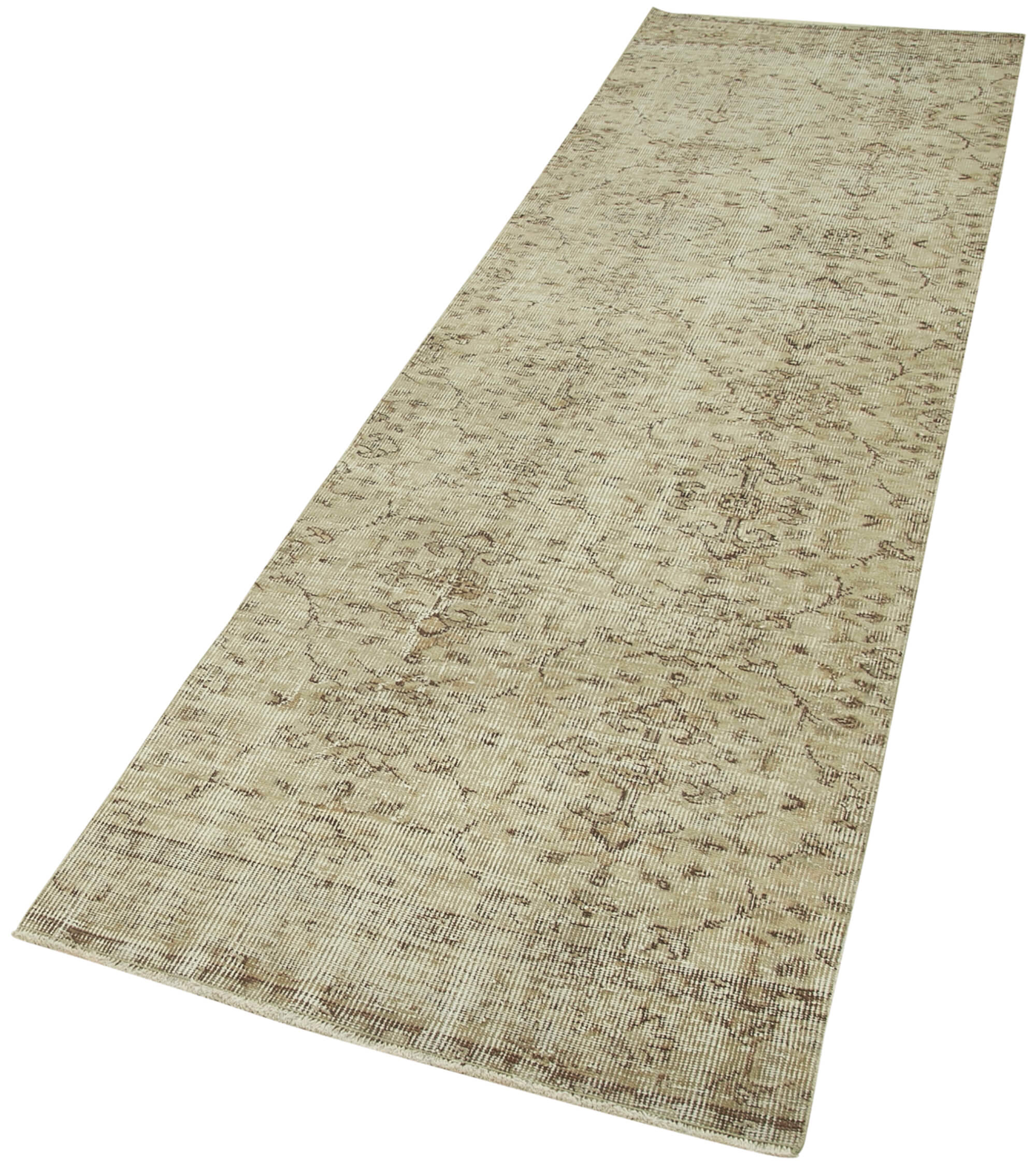 Vintage Area Rug – Handmade Wool Rug Overdyed Beige Carpet 2'7'' x 9'3''