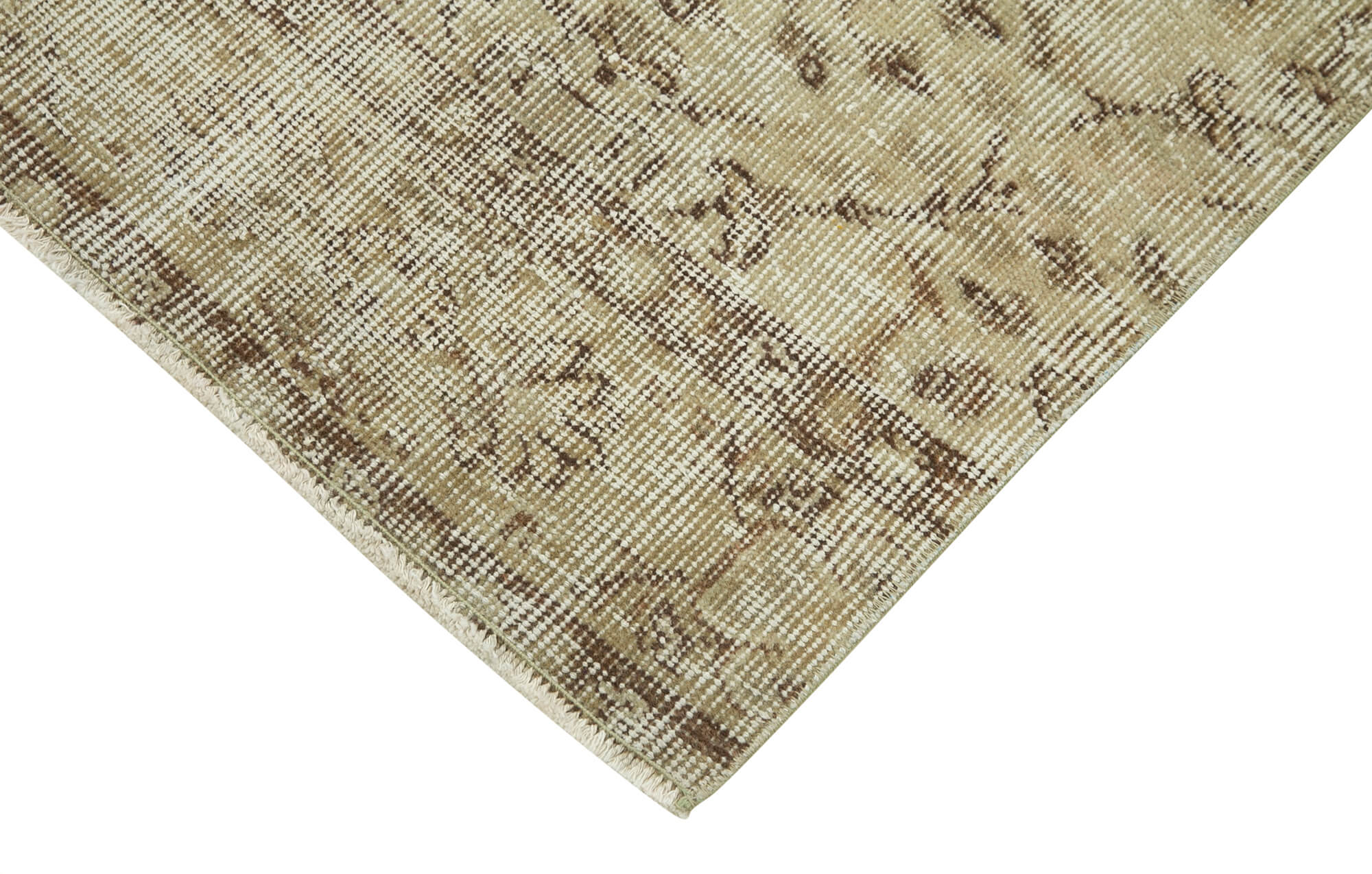 Vintage Area Rug – Handmade Wool Rug Overdyed Beige Carpet 2'7'' x 9'3''
