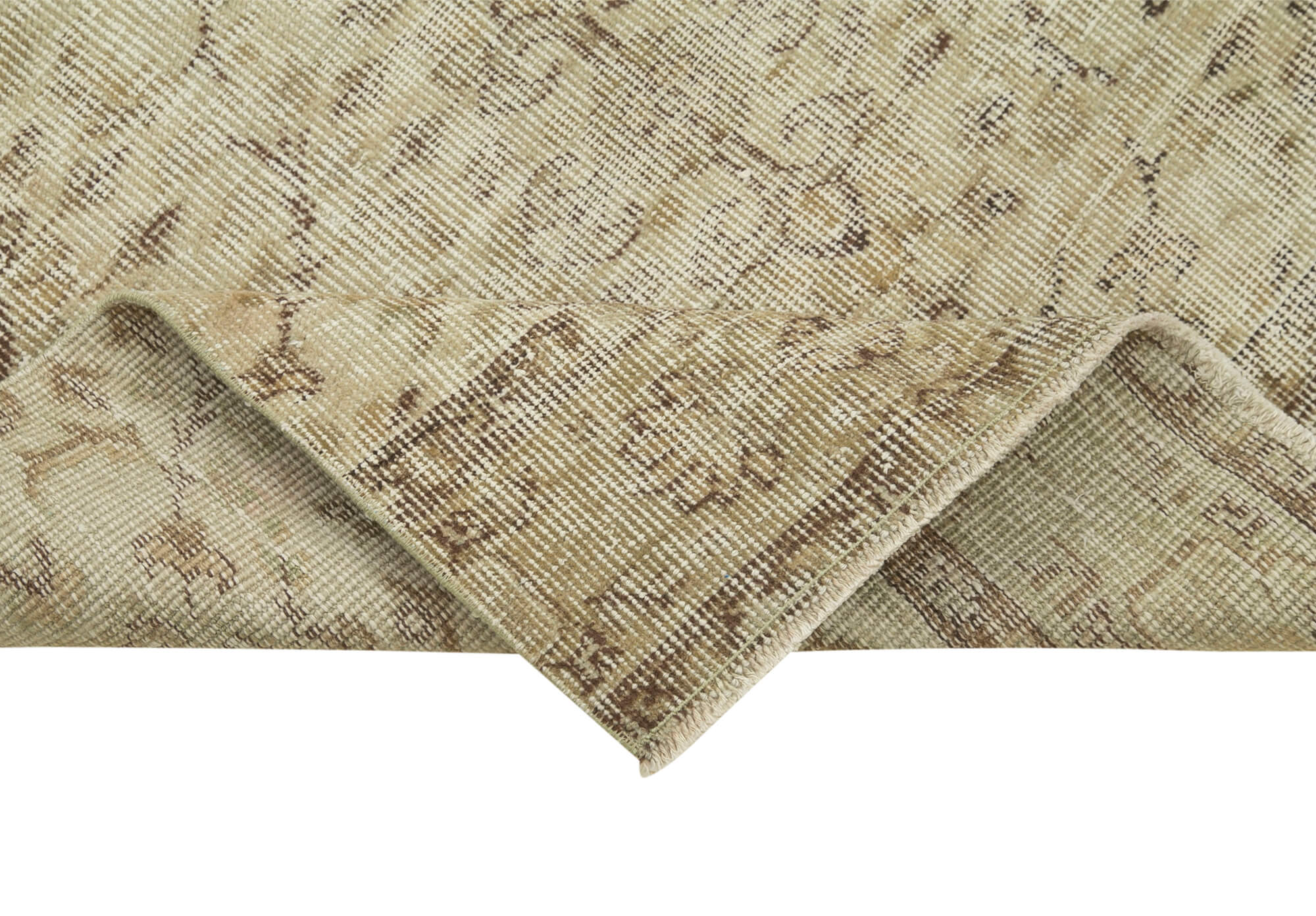 Vintage Area Rug – Handmade Wool Rug Overdyed Beige Carpet 2'7'' x 9'3''