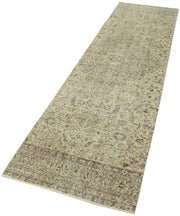 Vintage Area Rug - Hand Woven Rug Overdyed Beige Cotton Wool Carpet 2'6'' x 10'6''