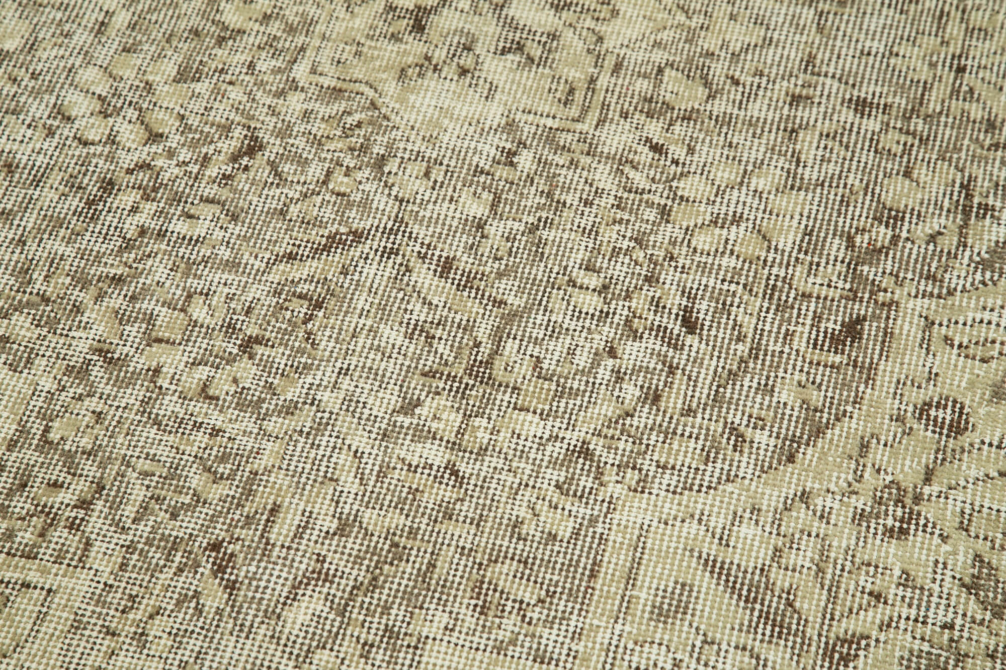 Vintage Area Rug - Hand Woven Rug Overdyed Beige Cotton Wool Carpet 2'6'' x 10'6''