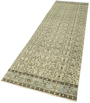 Handmade Area Rug – Overdyed Vintage Cotton Wool Carpet 2'11'' x 11'1'' Beige