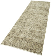 Handmade Vintage Area Rug – Overdyed Wool Rug | Neutral Beige Cotton Wool Carpet 2'11''x9'7''