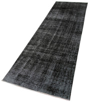 Vintage Area Rug - Handmade Wool Rug, Overdyed Black Rug 2'8''x10'2'' | Turkish Hand Knotted