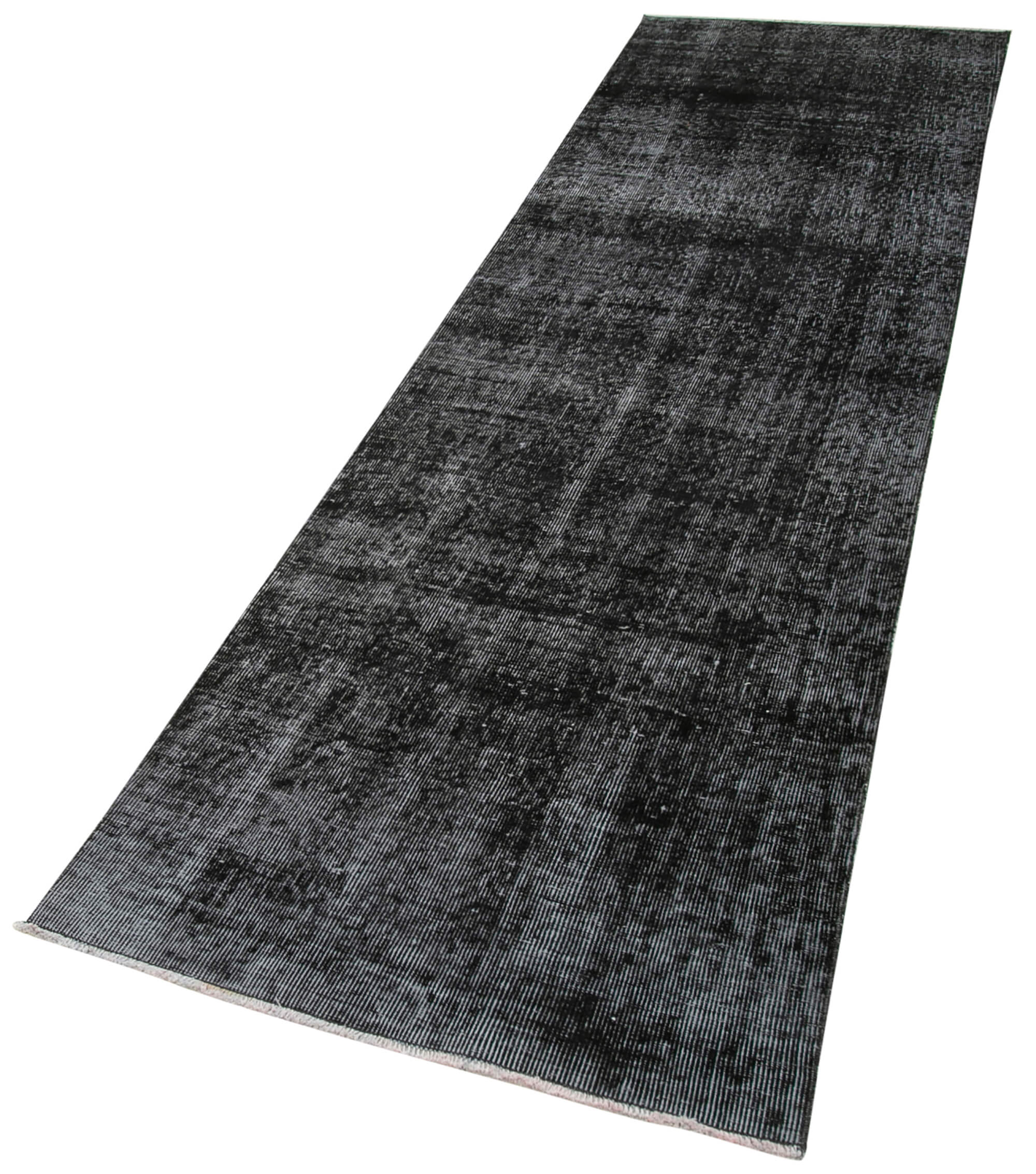 Vintage Area Rug - Handmade Wool Rug, Overdyed Black Rug 2'8''x10'2'' | Turkish Hand Knotted