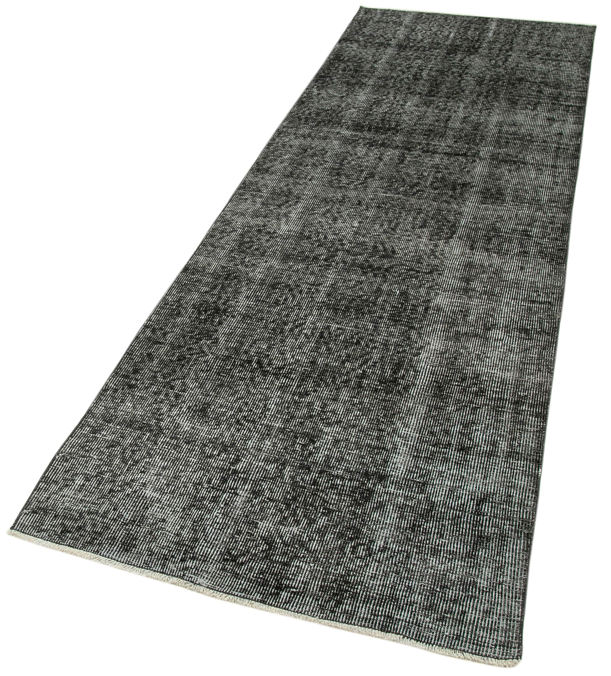 Vintage Area Rug - Handmade Wool Rug Overdyed Black Cotton Wool Carpet 2'11''x9'8''