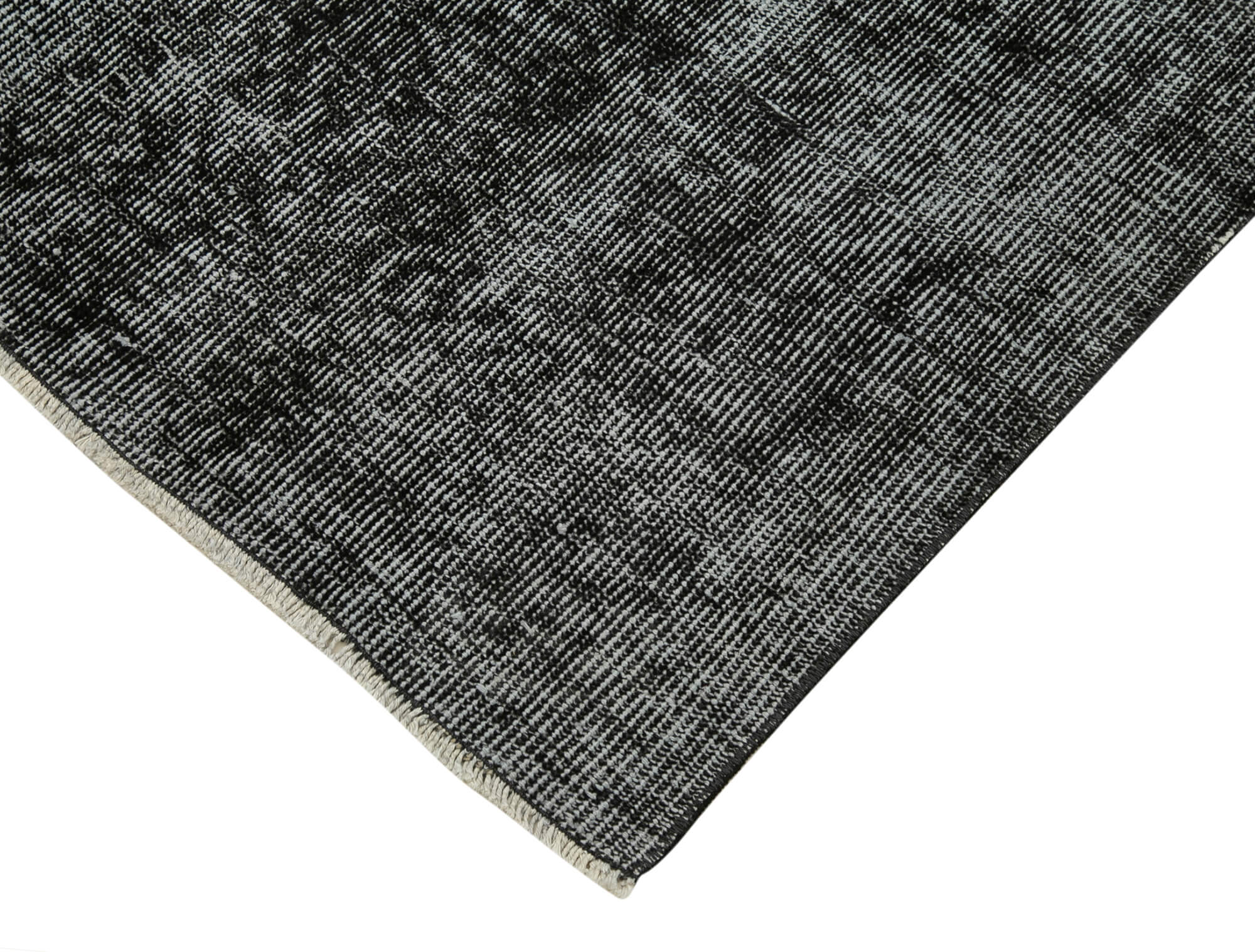 Vintage Area Rug - Handmade Wool Rug Overdyed Black Cotton Wool Carpet 2'11''x9'8''