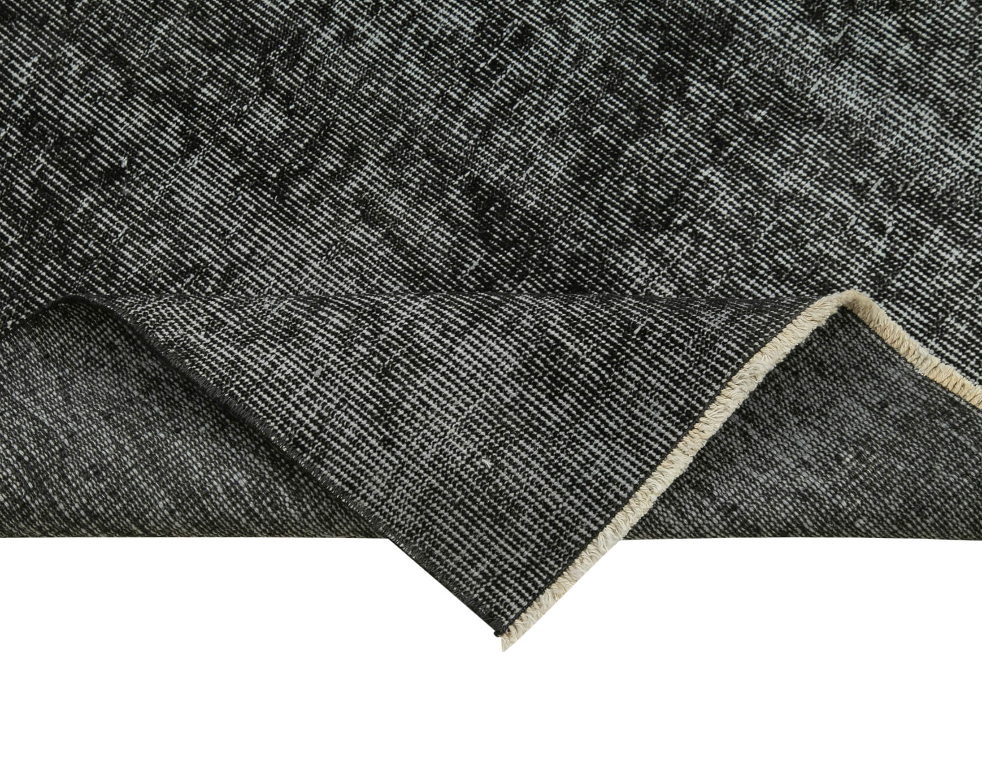 Vintage Area Rug - Handmade Wool Rug Overdyed Black Cotton Wool Carpet 2'11''x9'8''