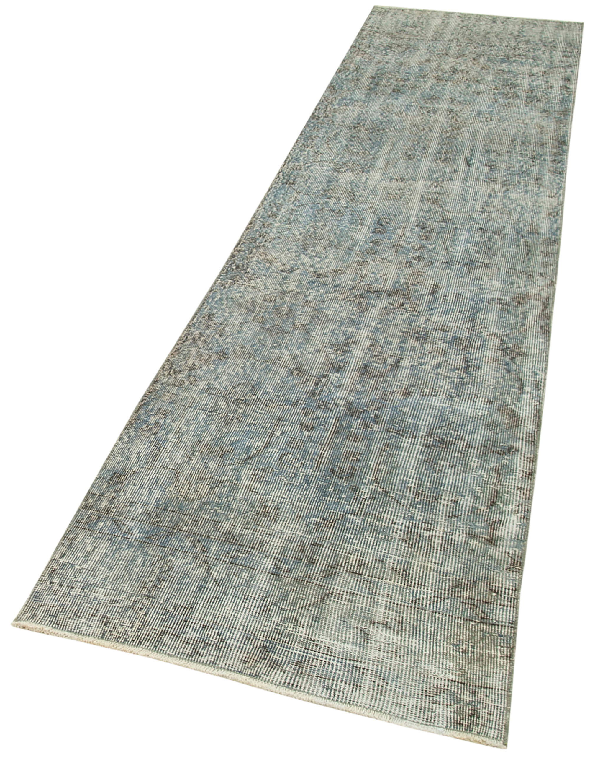 Handmade Vintage Area Rug – Overdyed Vintage Rug with Cotton Wool Carpet Blend 2'6''x10'2''