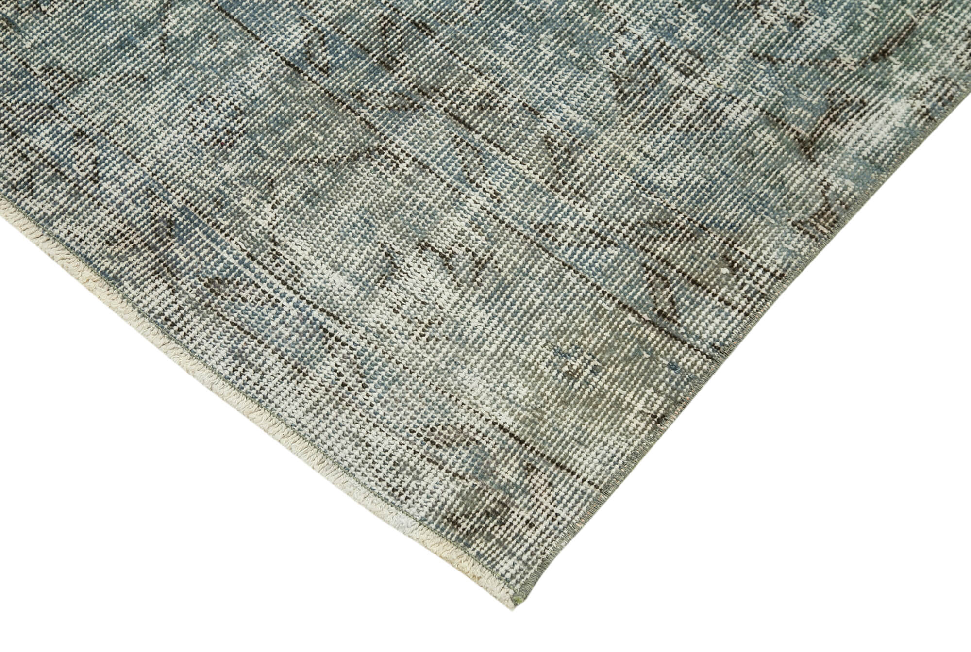 Handmade Vintage Area Rug – Overdyed Vintage Rug with Cotton Wool Carpet Blend 2'6''x10'2''