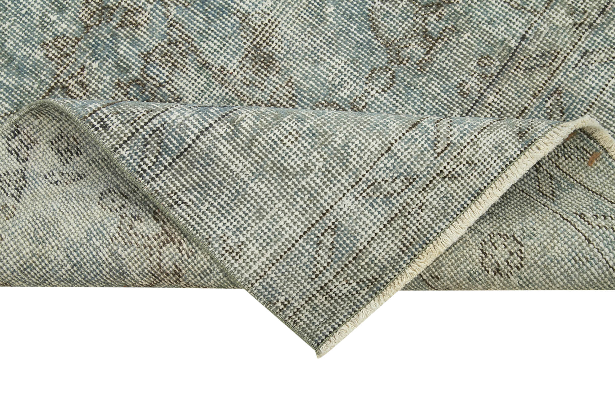 Handmade Vintage Area Rug – Overdyed Vintage Rug with Cotton Wool Carpet Blend 2'6''x10'2''