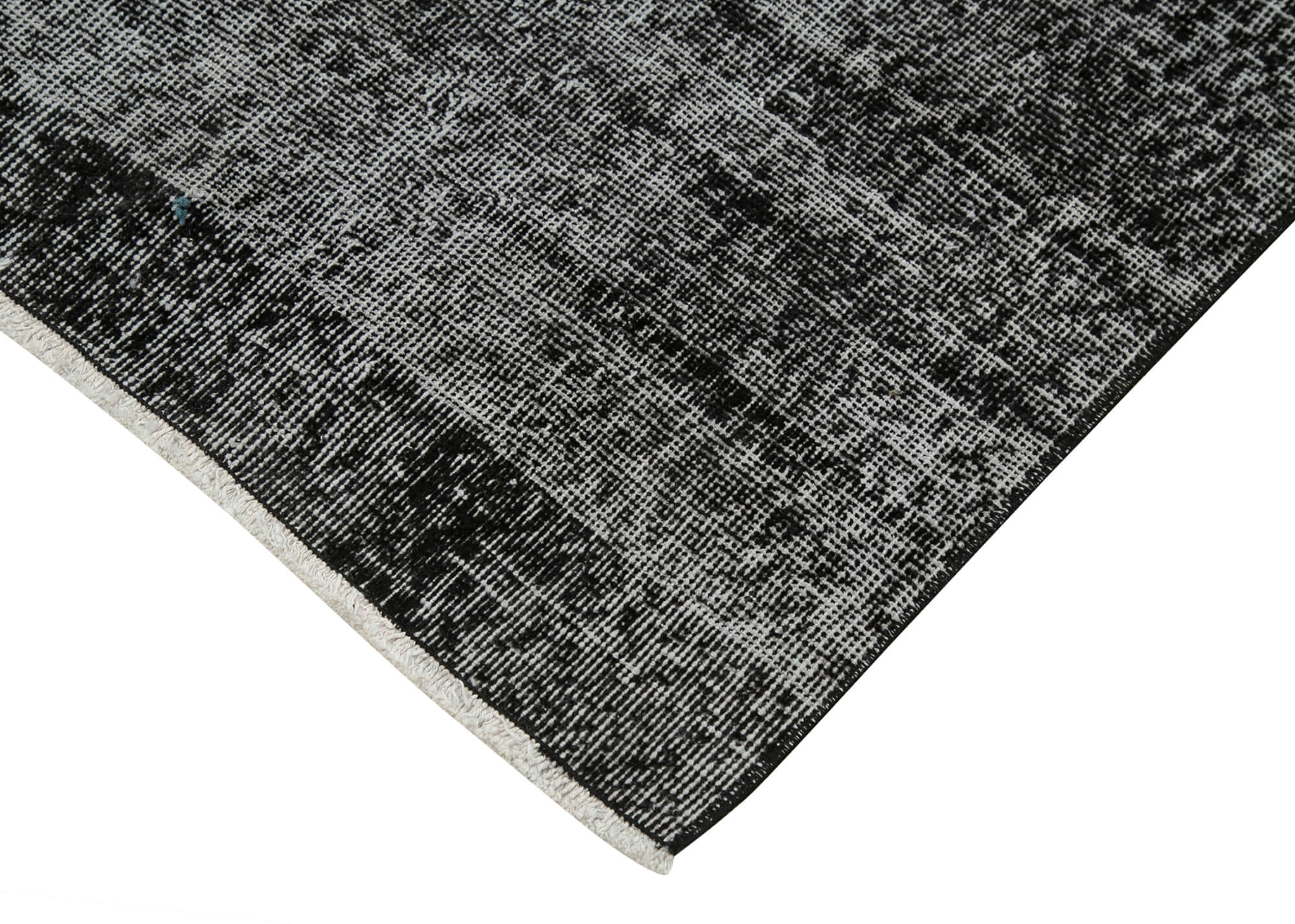 Vintage Handmade Area Rug – Overdyed Black Turkish Cotton Wool Carpet 2'8''x9'7''