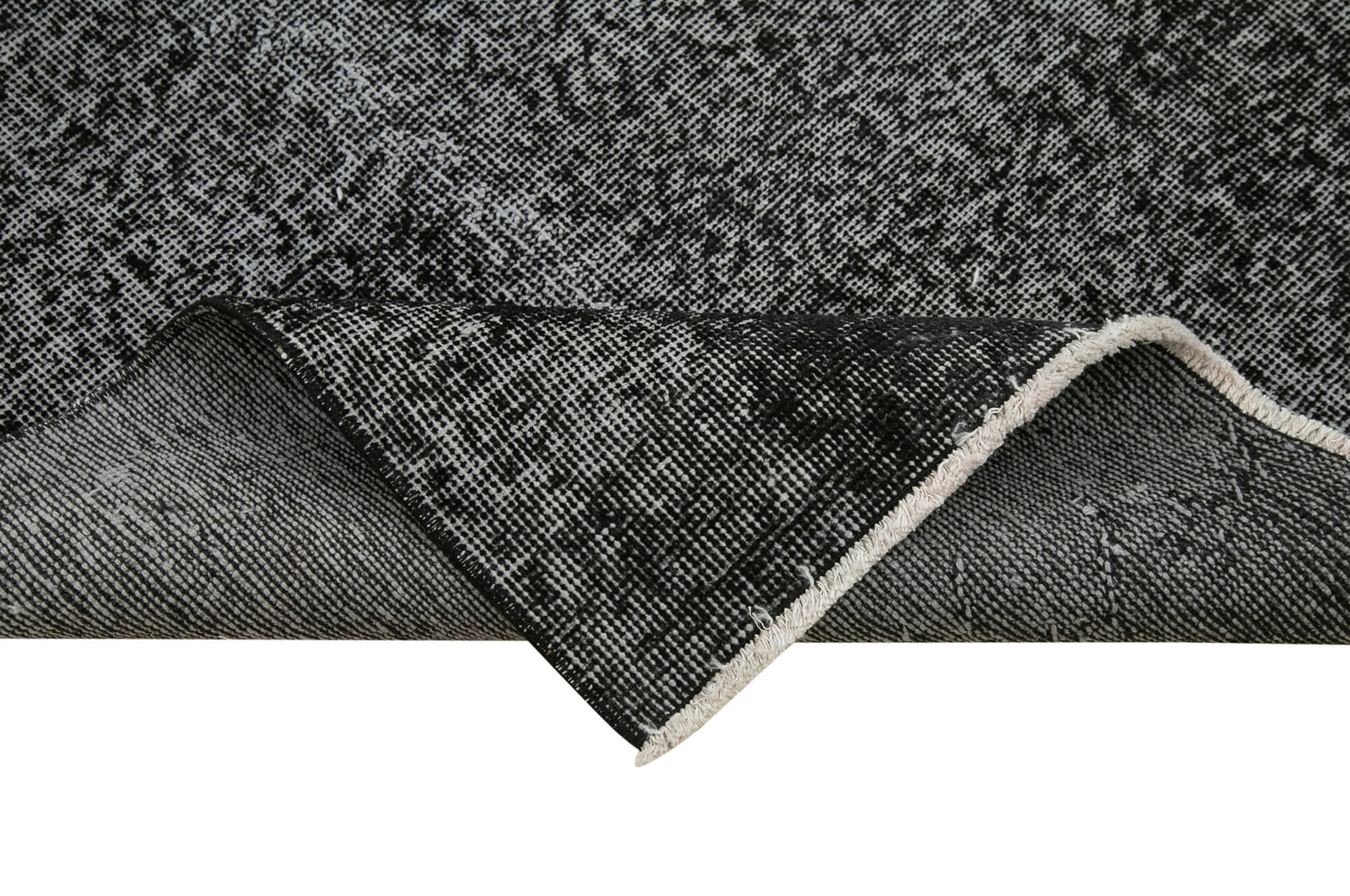 Vintage Handmade Area Rug – Overdyed Black Turkish Cotton Wool Carpet 2'8''x9'7''