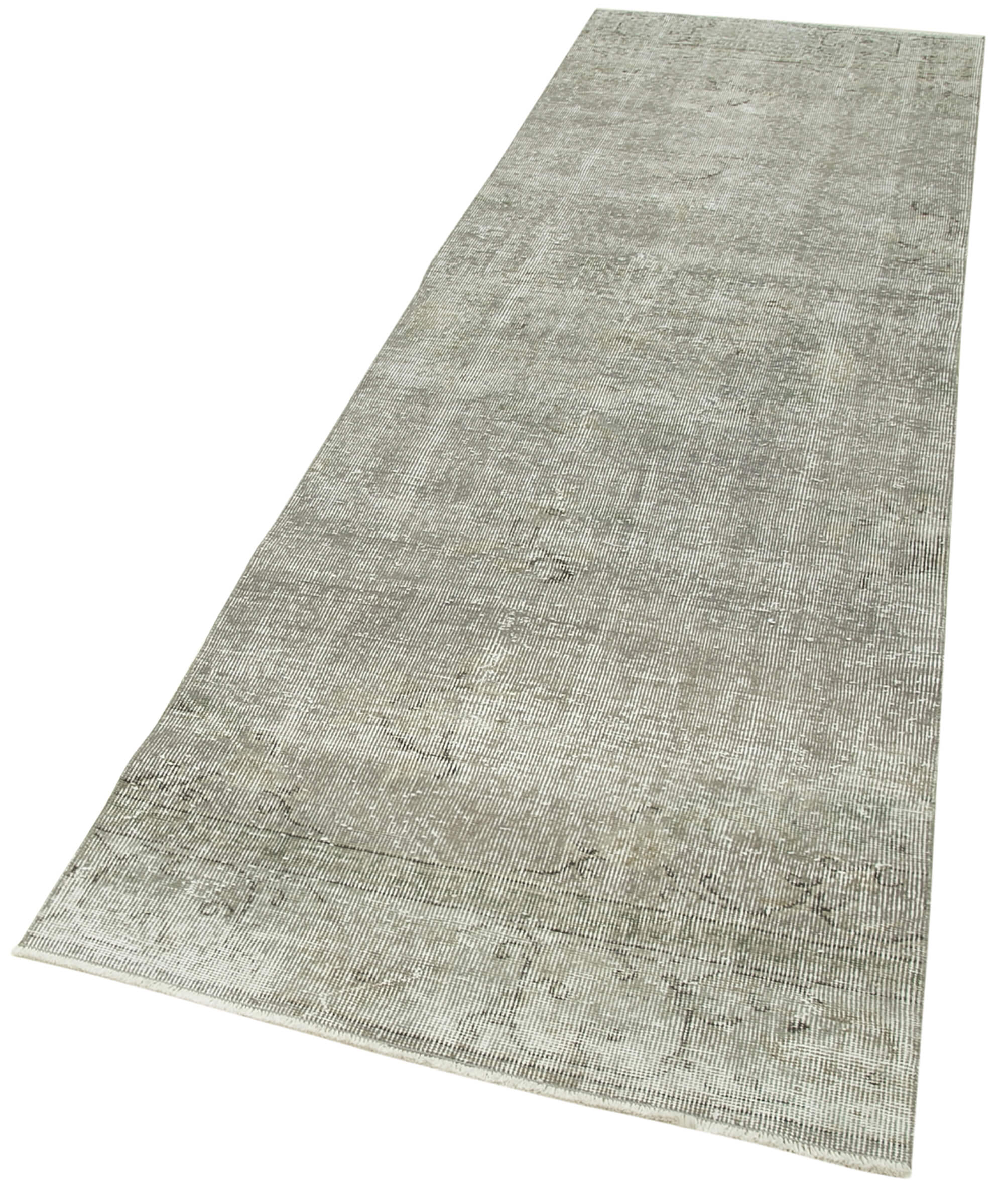 Handmade Wool Area Rug – Overdyed Grey Turkish Vintage Carpet 2'11''x9'11''