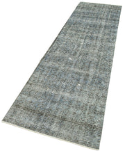 Handmade Vintage Area Rug – Overdyed Wool Rug | Blue Cotton Carpet 2'7''x10'8''