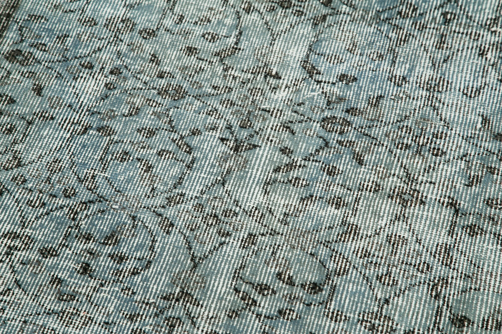Handmade Vintage Area Rug – Overdyed Wool Rug | Blue Cotton Carpet 2'7''x10'8''