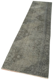 Handmade Vintage Area Rug – Overdyed Wool Rug | Grey Vintage Carpet 2'5''x11'