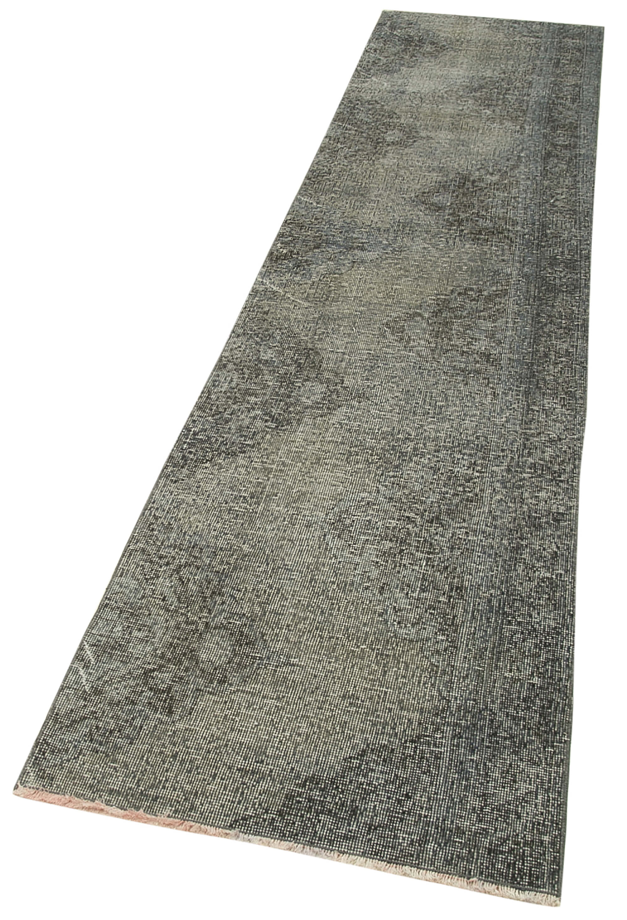 Handmade Vintage Area Rug – Overdyed Wool Rug | Grey Vintage Carpet 2'5''x11'
