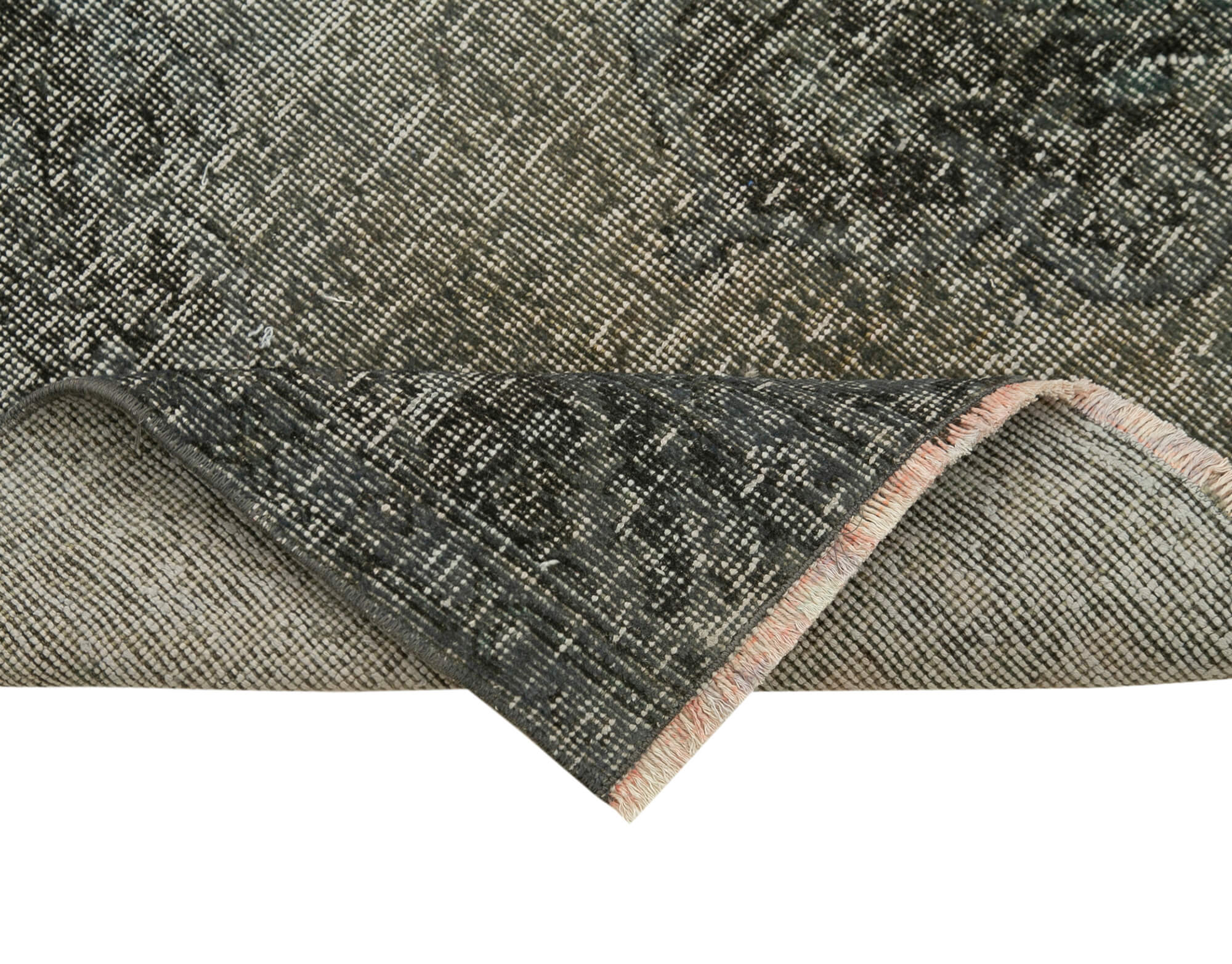 Handmade Vintage Area Rug – Overdyed Wool Rug | Grey Vintage Carpet 2'5''x11'
