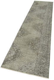 Handmade Vintage Area Rug - Overdyed Vintage Rug | Wool Cotton Blend Runner 2'6''x11'7''