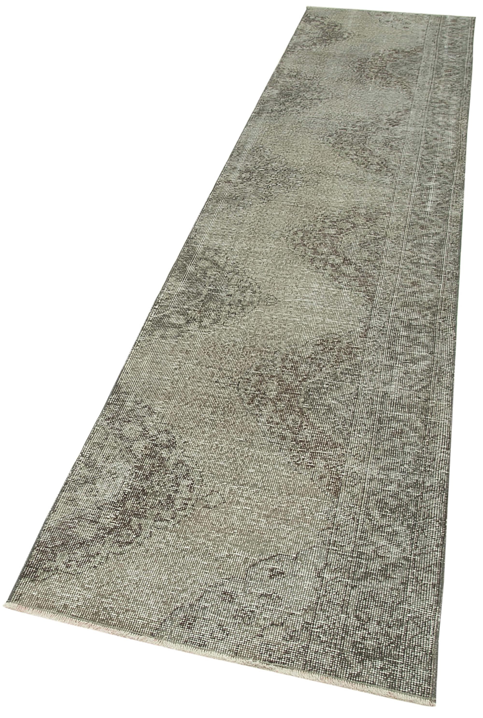 Handmade Vintage Area Rug - Overdyed Vintage Rug | Wool Cotton Blend Runner 2'6''x11'7''