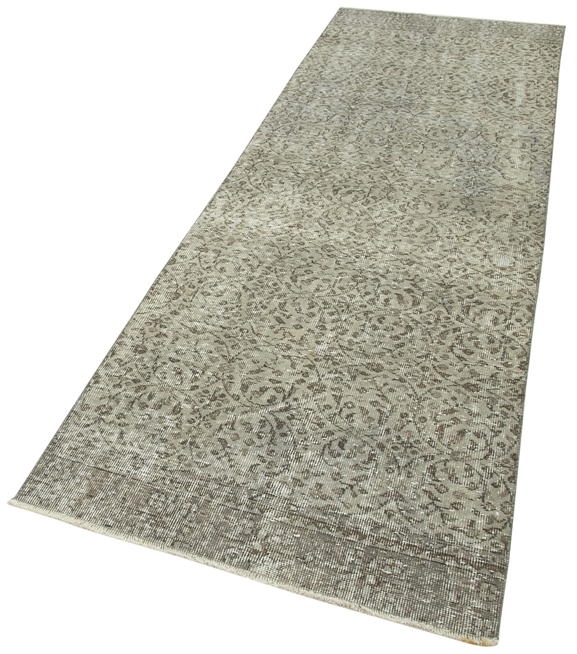 Handmade Area Rug – Overdyed Grey Vintage Cotton Wool Rug 3'x9'3''