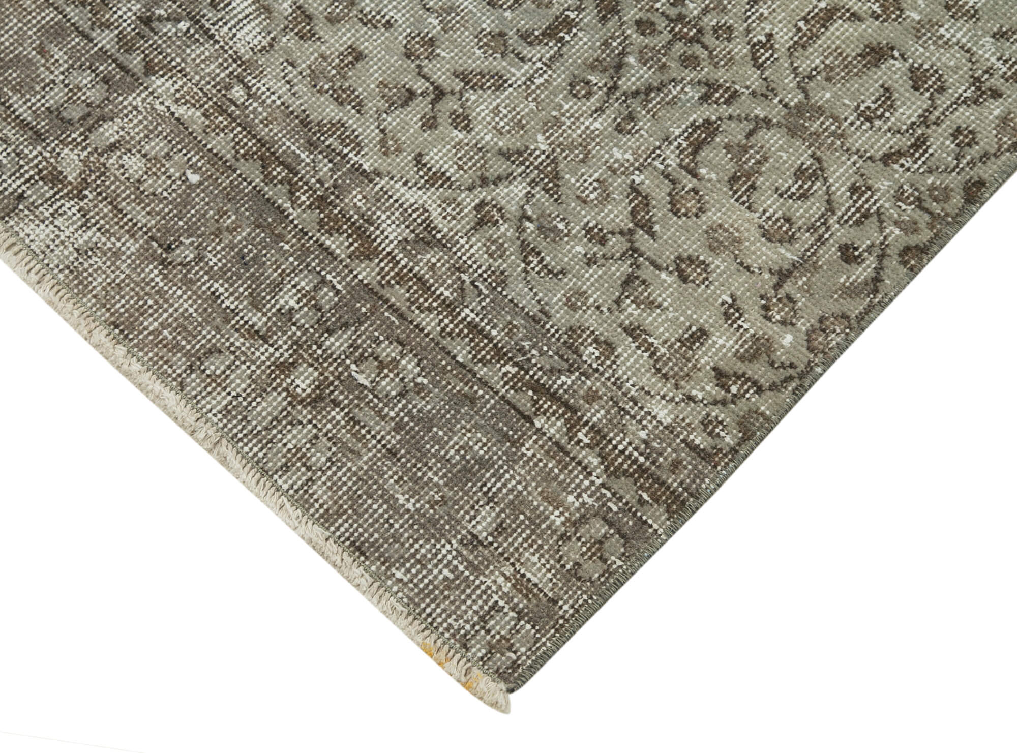 Handmade Area Rug – Overdyed Grey Vintage Cotton Wool Rug 3'x9'3''