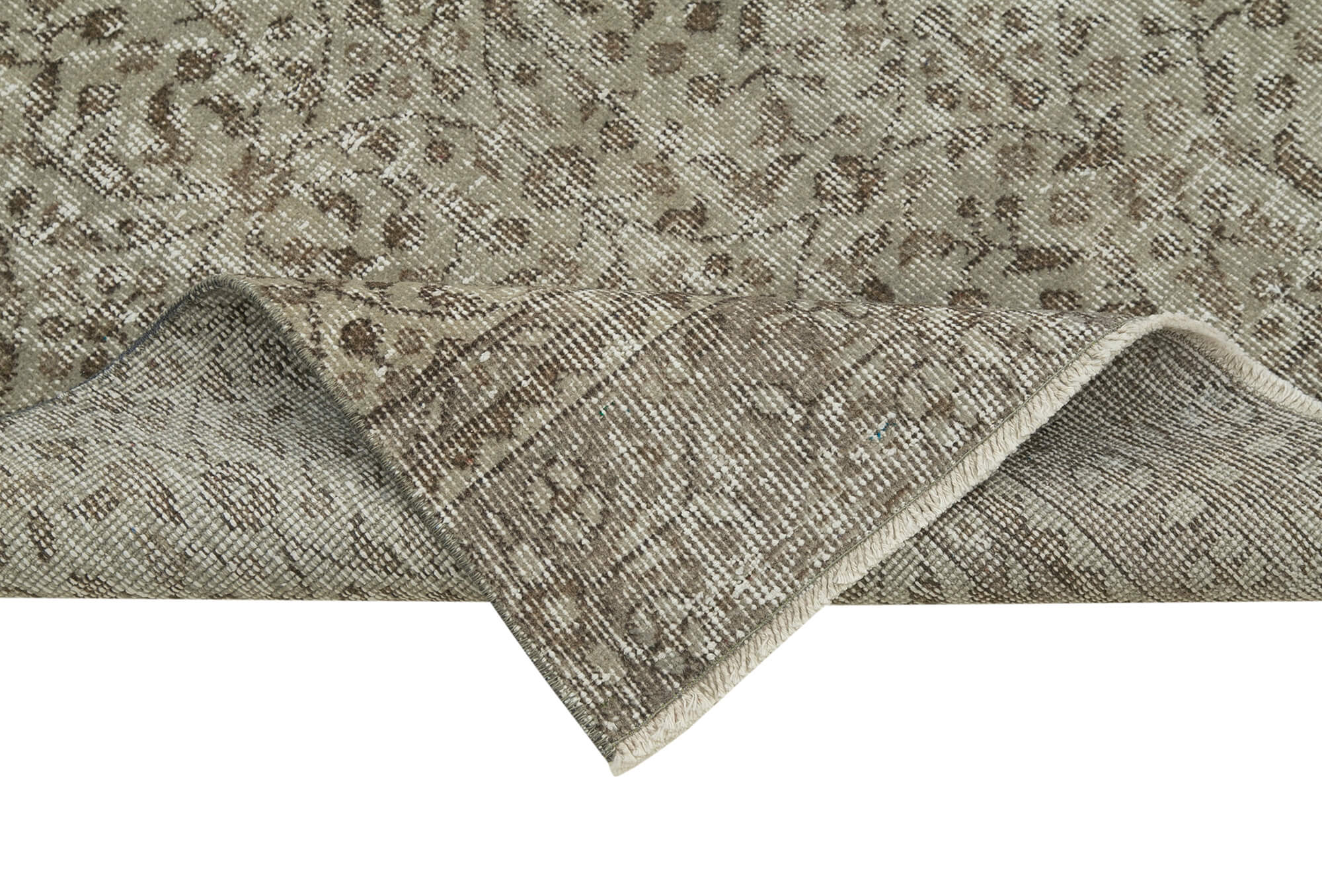 Handmade Area Rug – Overdyed Grey Vintage Cotton Wool Rug 3'x9'3''