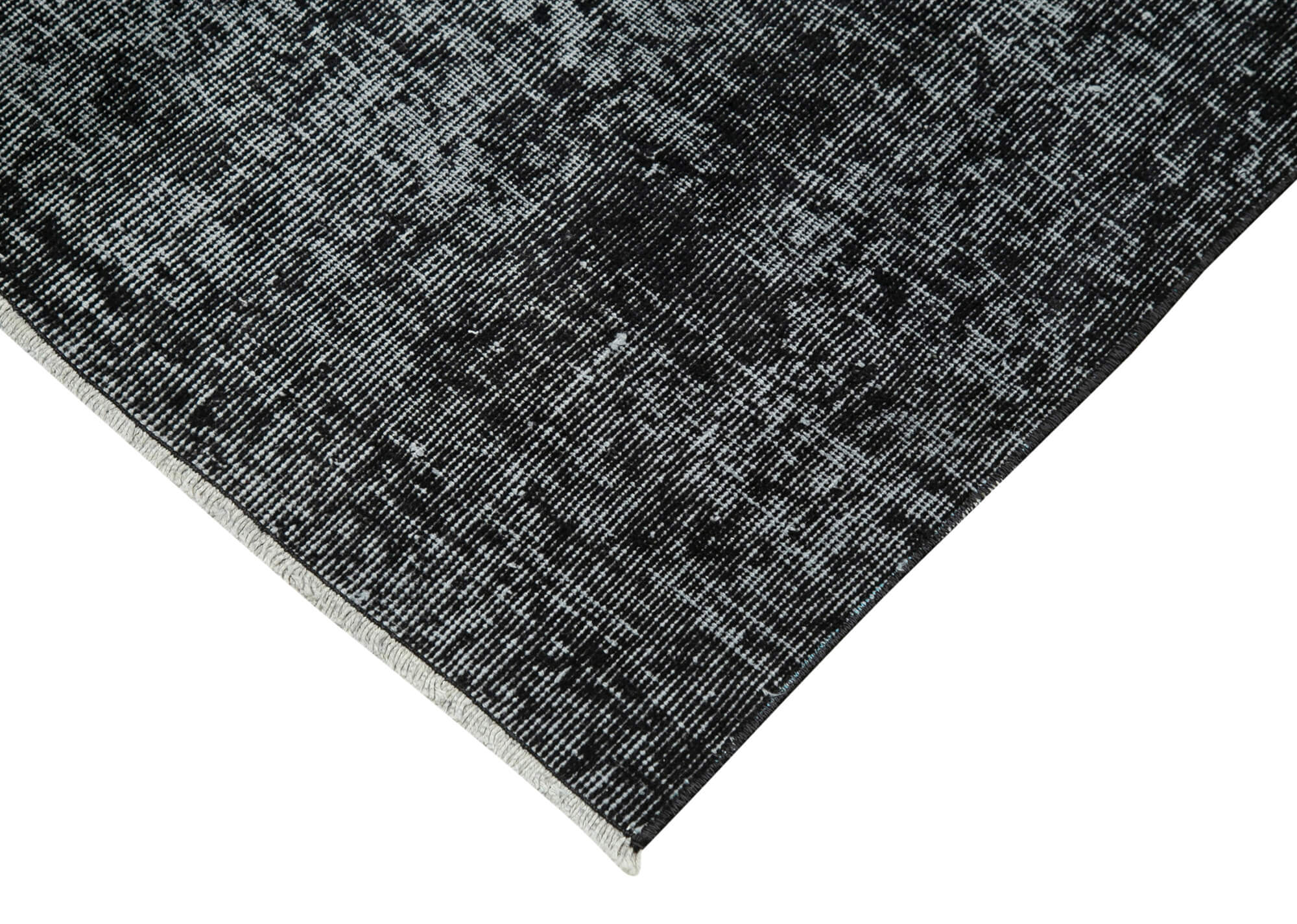 Handmade Vintage Area Rug | Overdyed Black Wool Cotton Blend 2'8''x10'2'' Bohemian Style